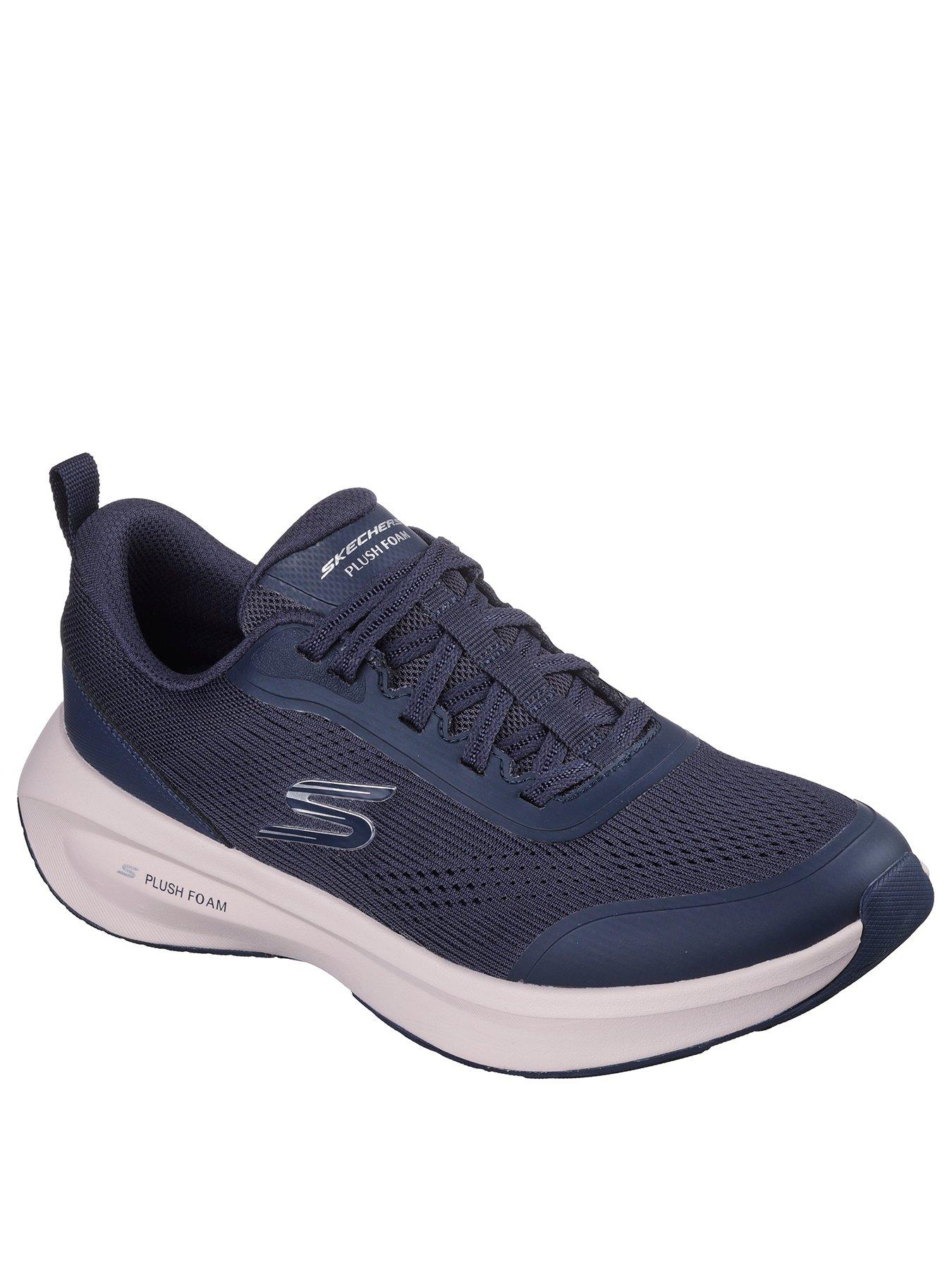skechers-plush-foam-lace-up-trainer-navystillFront