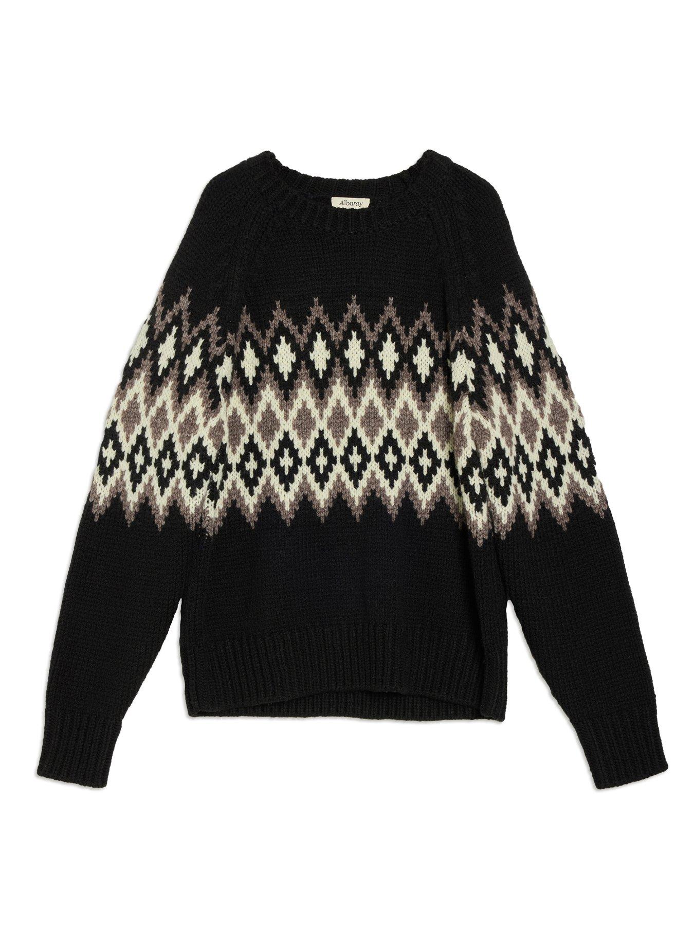 albaray-chunky-fairisle-jumper-blackdetail