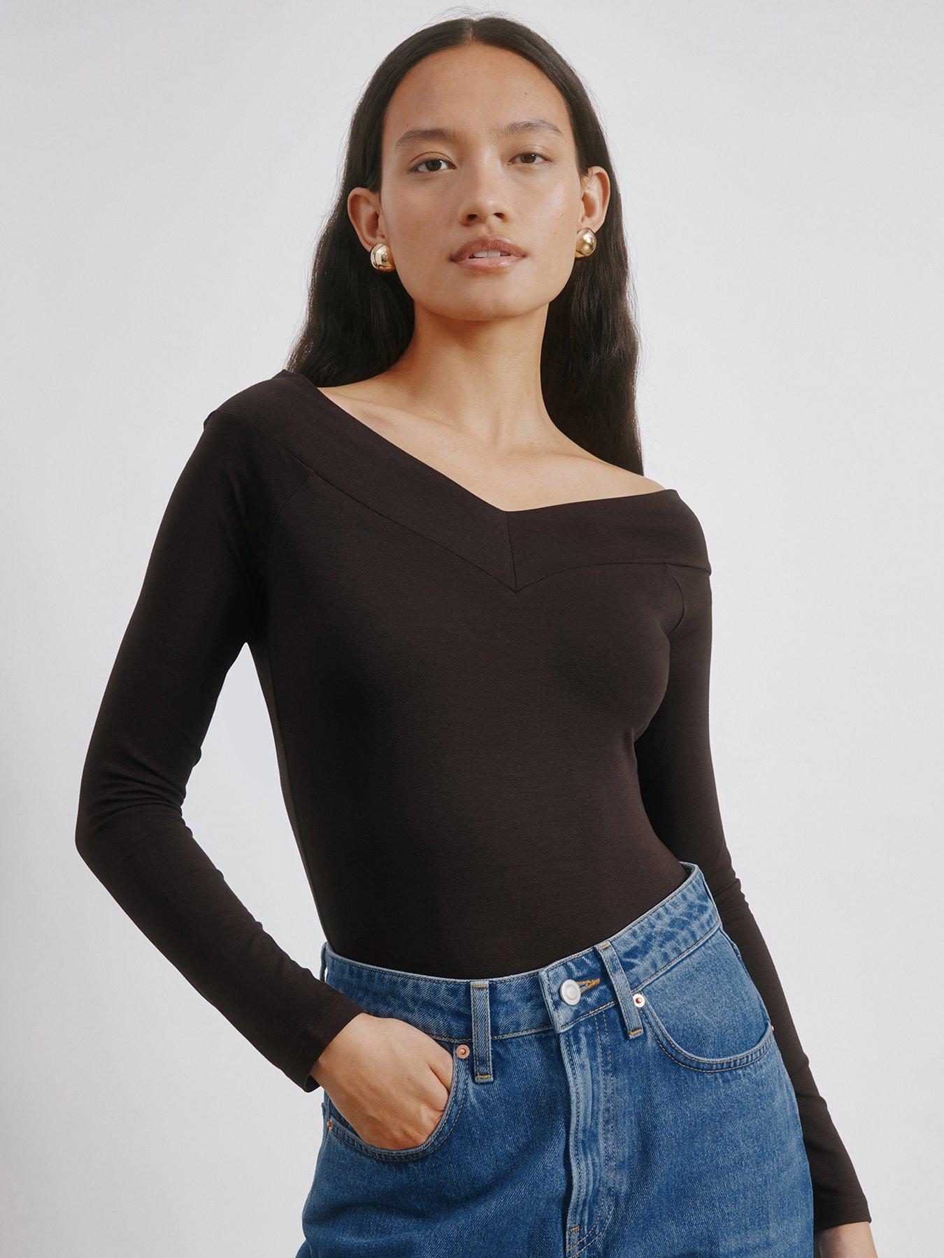 Albaray V Neck Bardot - Brown