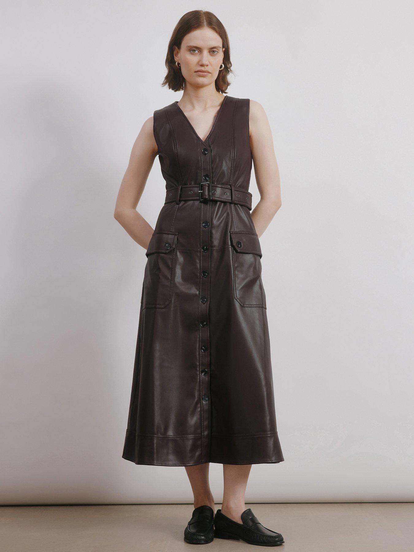 Albaray Faux Leather Belted Dress