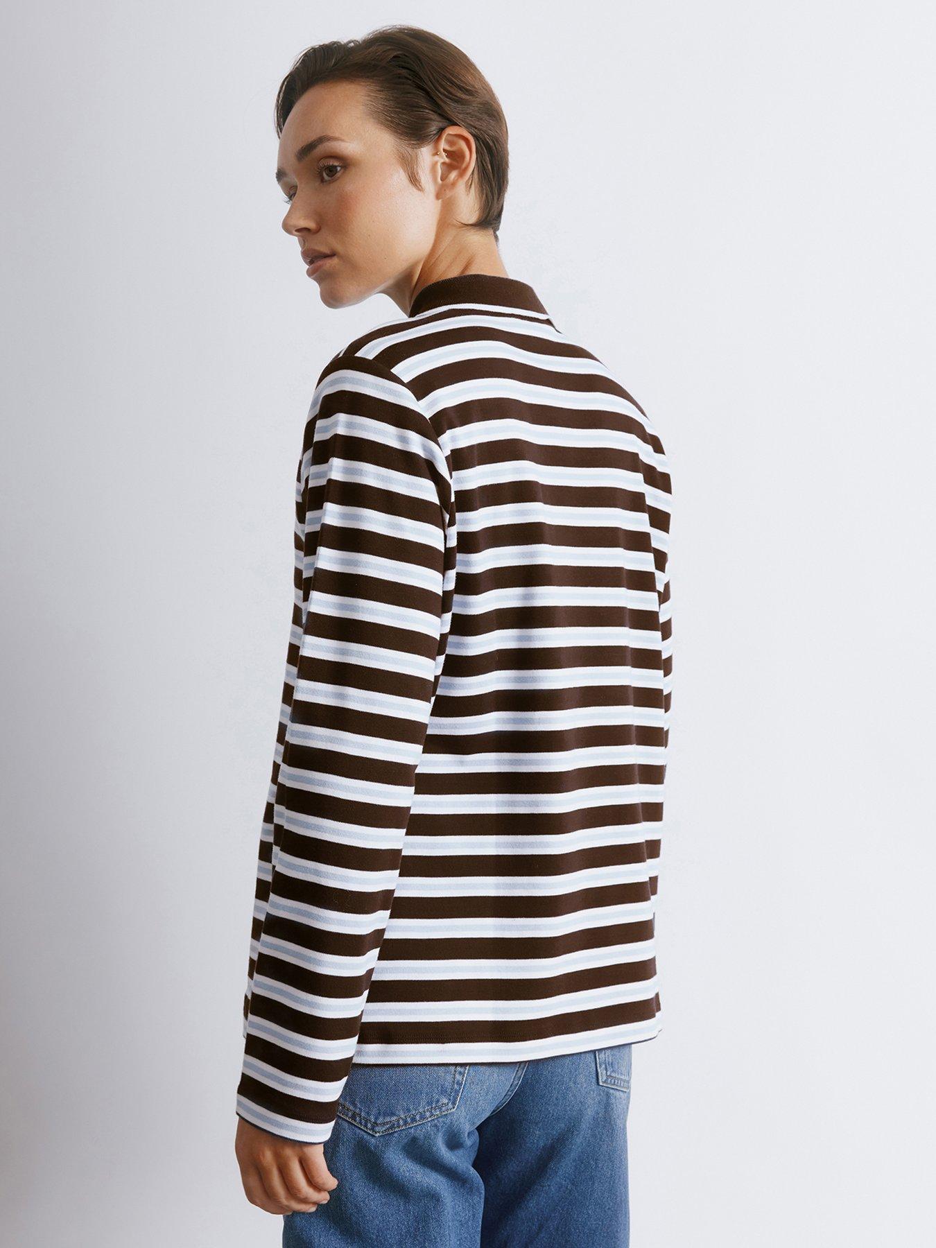 albaray-stripe-polo-top-brownstillFront