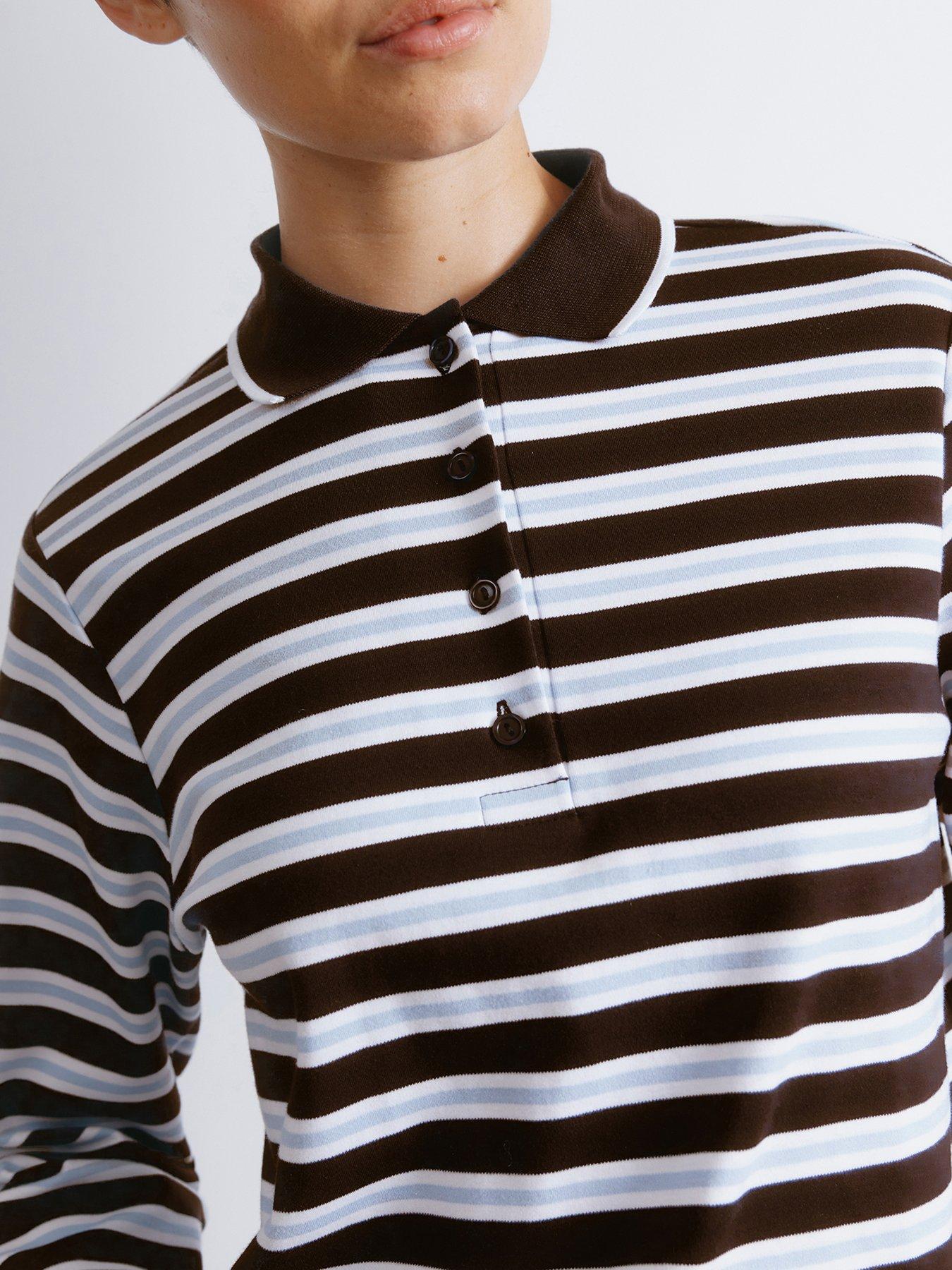 albaray-stripe-polo-top-brownoutfit