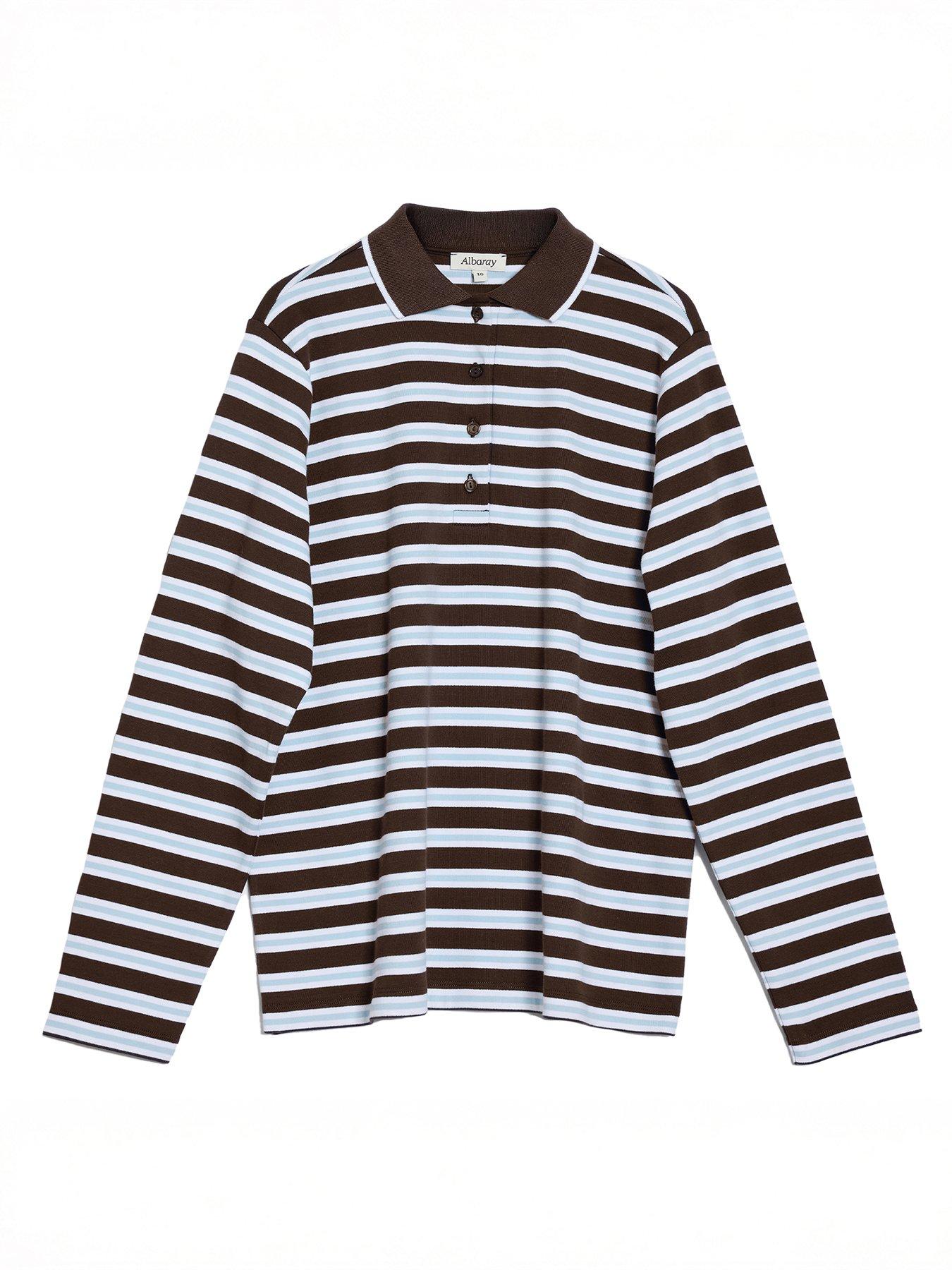 albaray-stripe-polo-top-browndetail