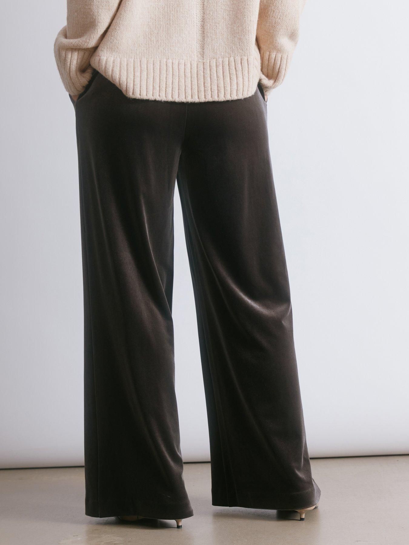 albaray-velvet-wide-leg-trouser-brownstillFront
