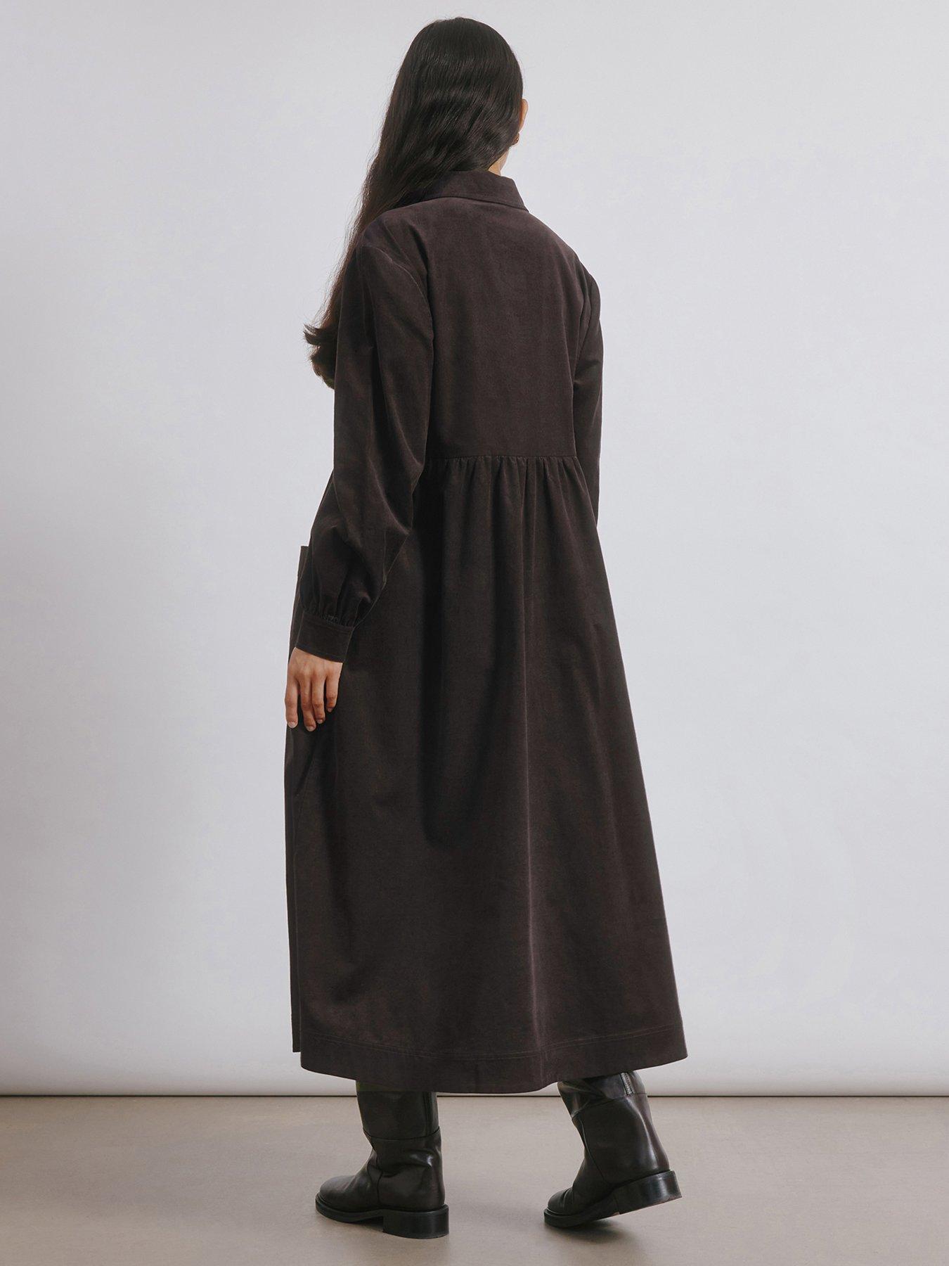 albaray-cord-placket-midi-dress-brownstillFront