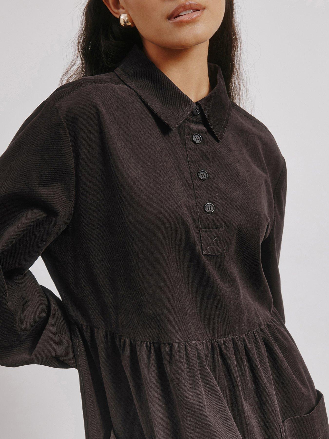 albaray-cord-placket-midi-dress-browndetail