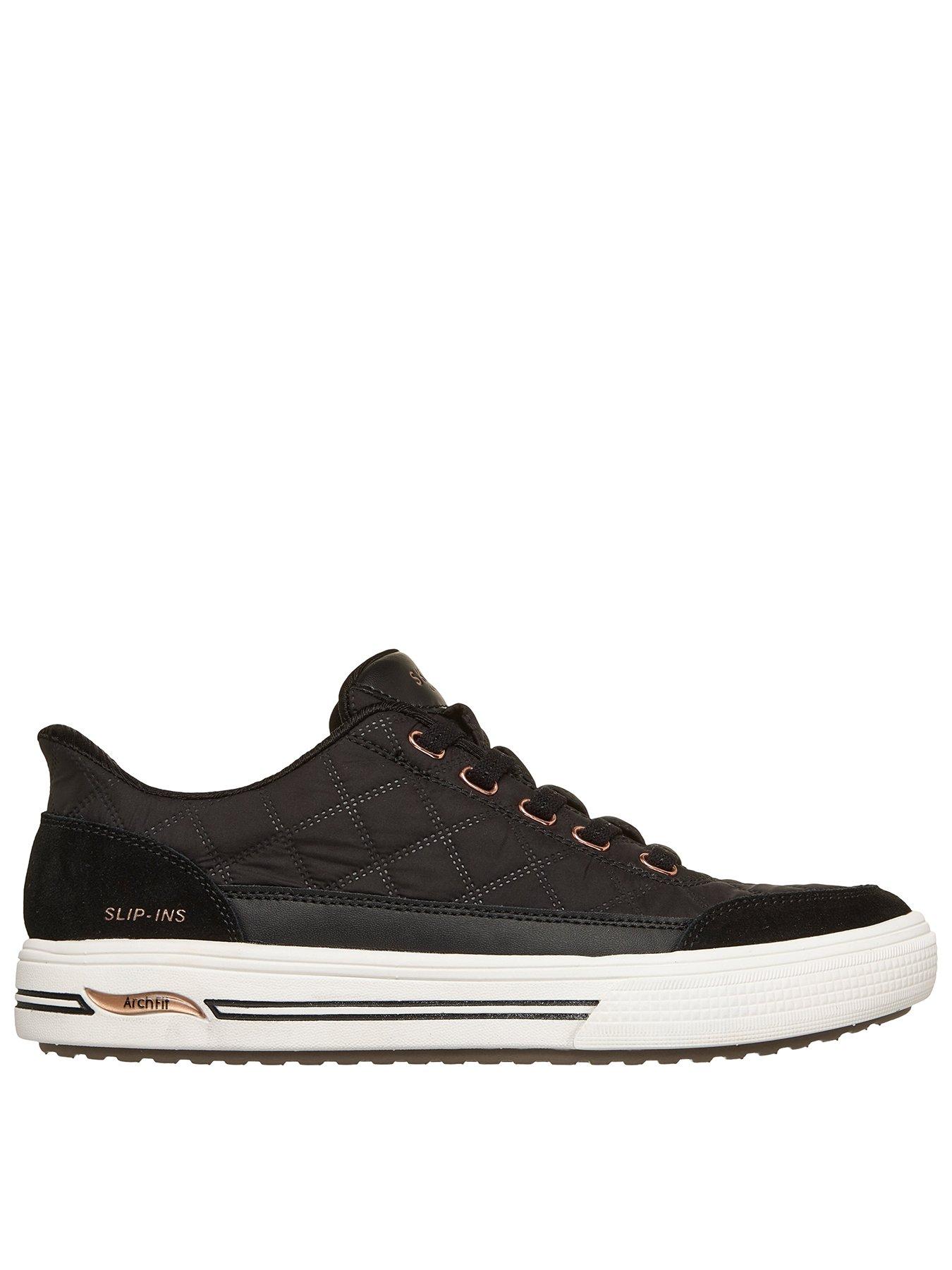 Image 1 of 5 of Skechers Arch Fit Arcade Cuddle Steps Slip-ins Trainer - Black Nylon