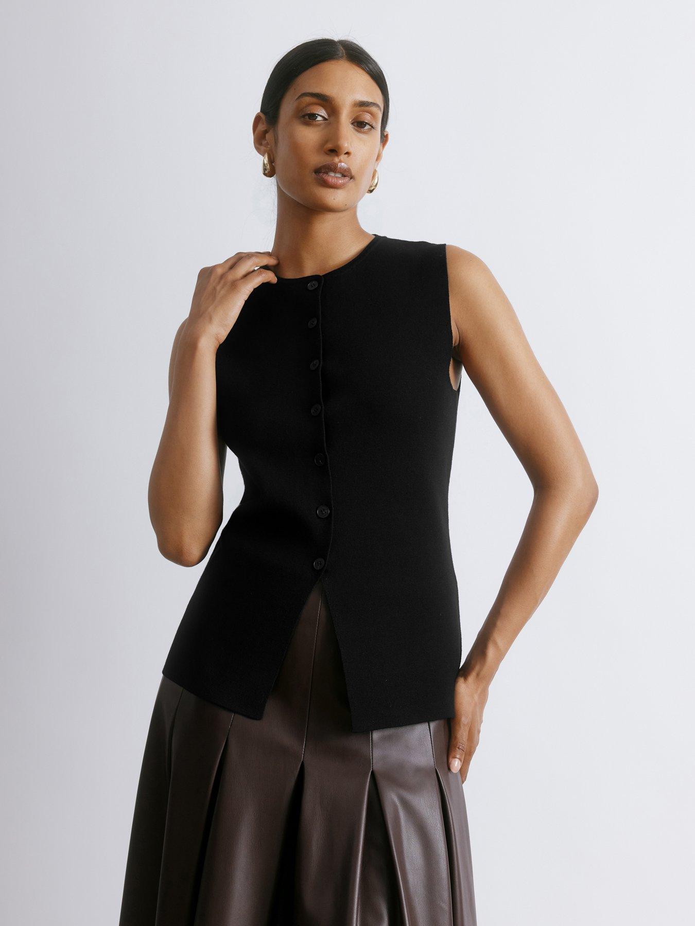 albaray-rib-longline-waistcoat-black