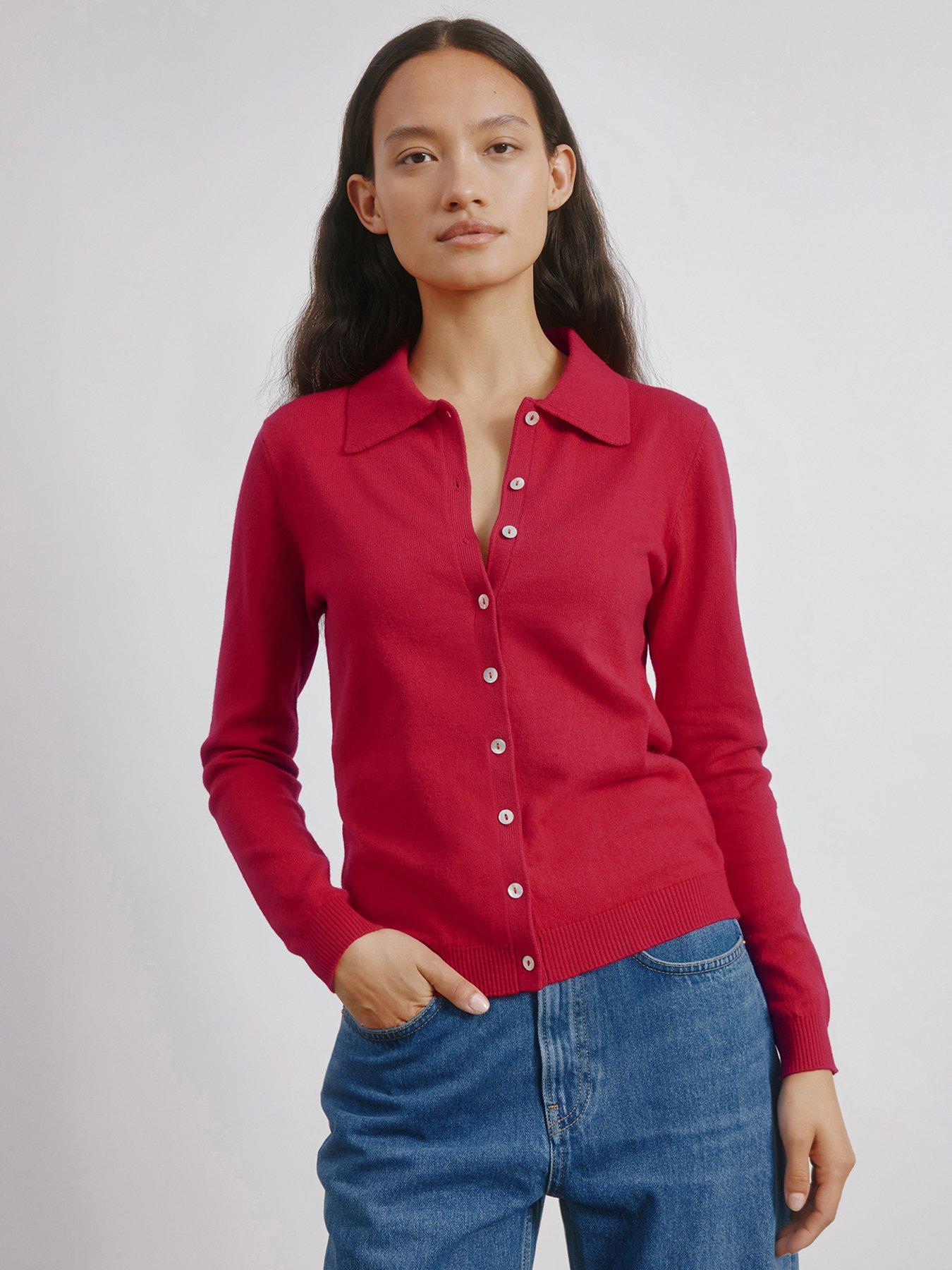 Albaray Button Through Polo Top - Red