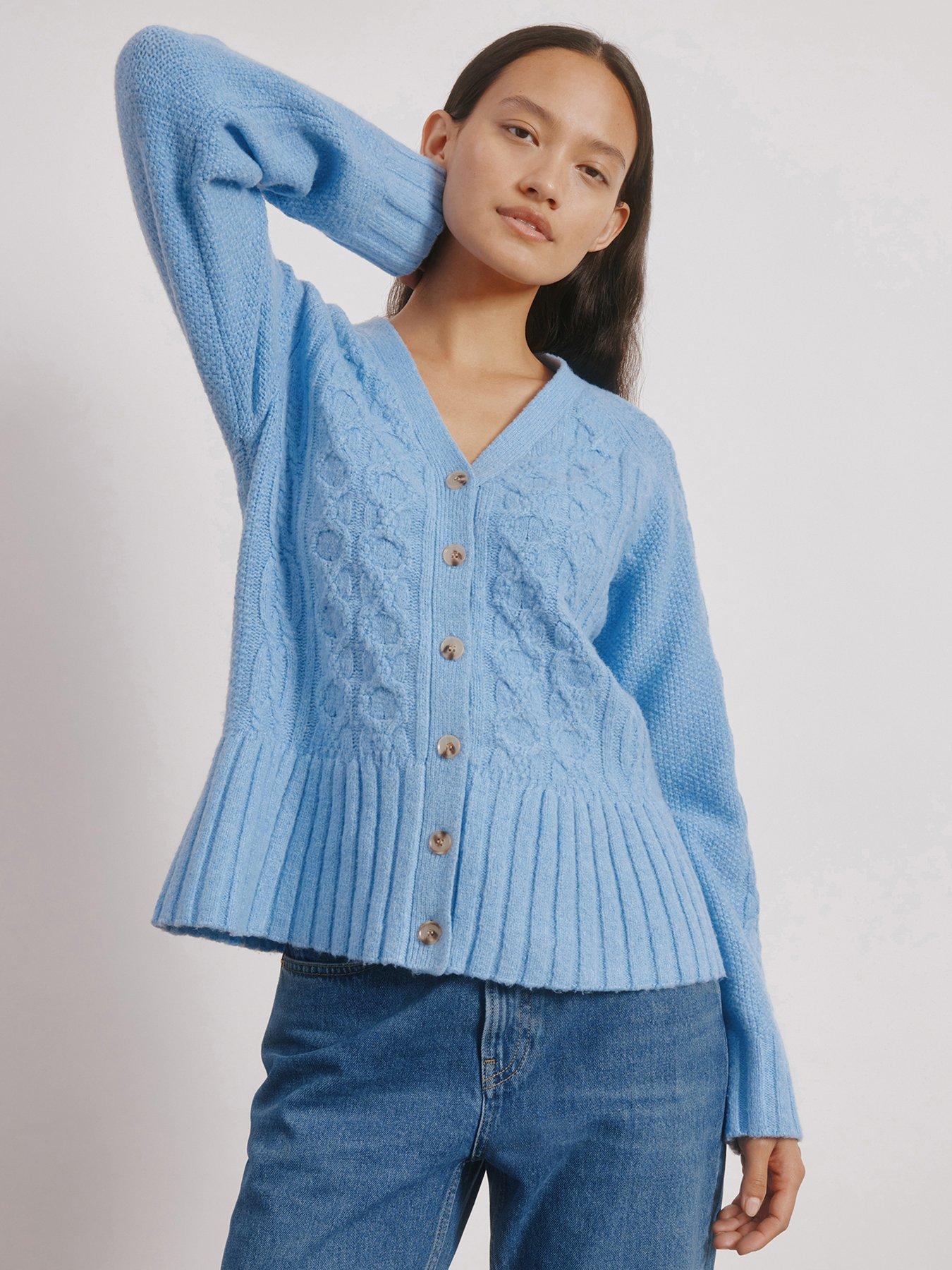 Albaray Cable Peplum Cardi - Blue