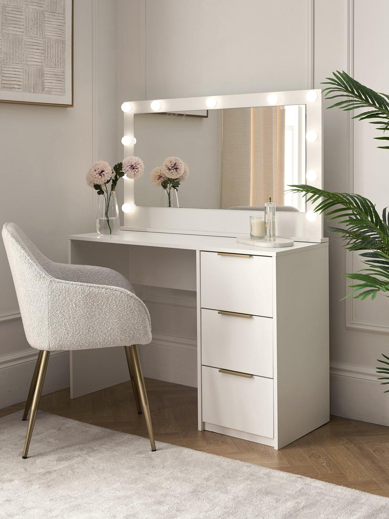 Image 1 of 7 of The Very Collection Jessie Matt Storage Dressing Table with Mirror - White - FSC&reg; Certified