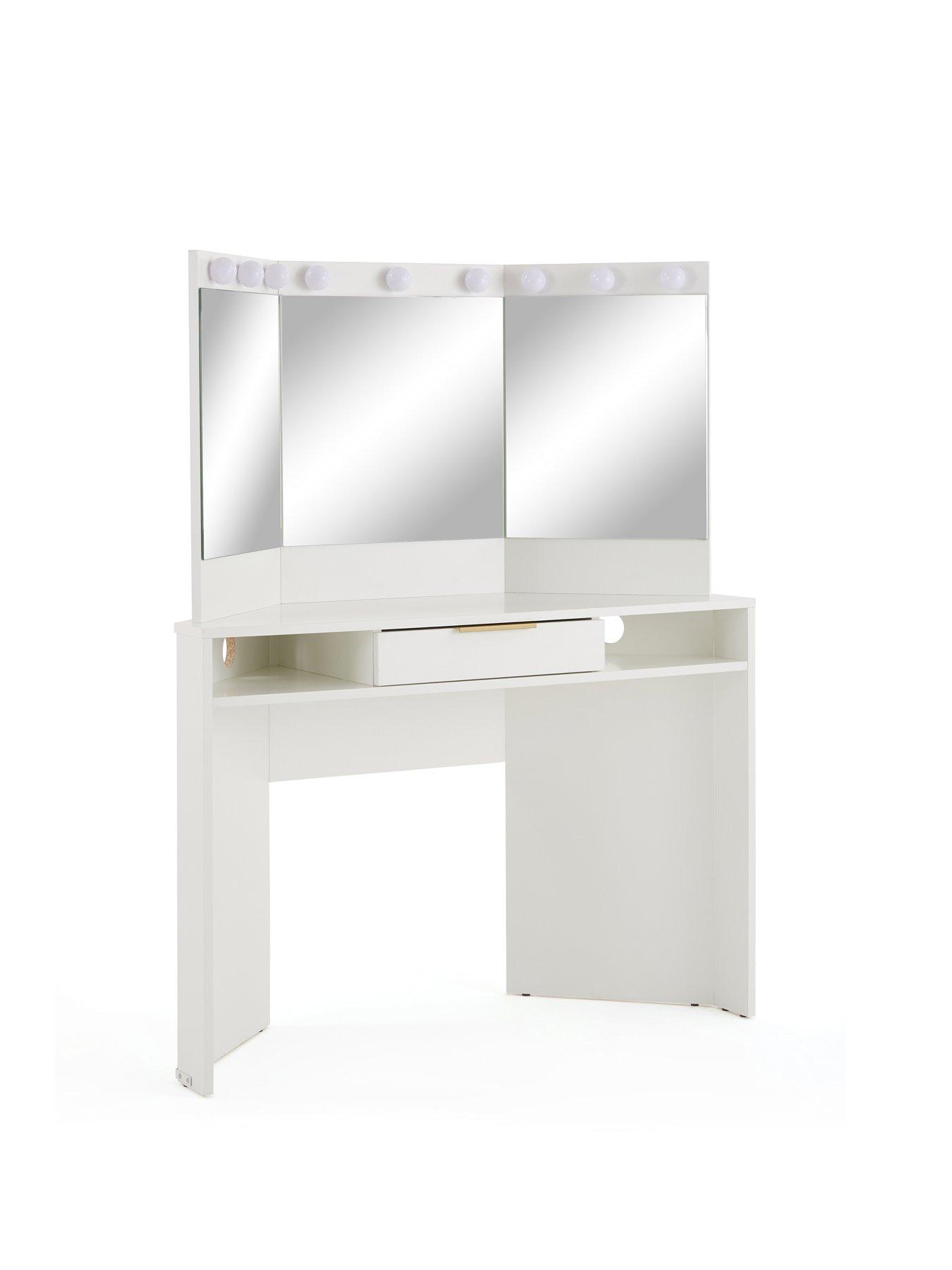 Image 3 of 7 of The Very Collection Jessie Matt Corner Dressing Table with Mirror - White - FSC&reg; Certified