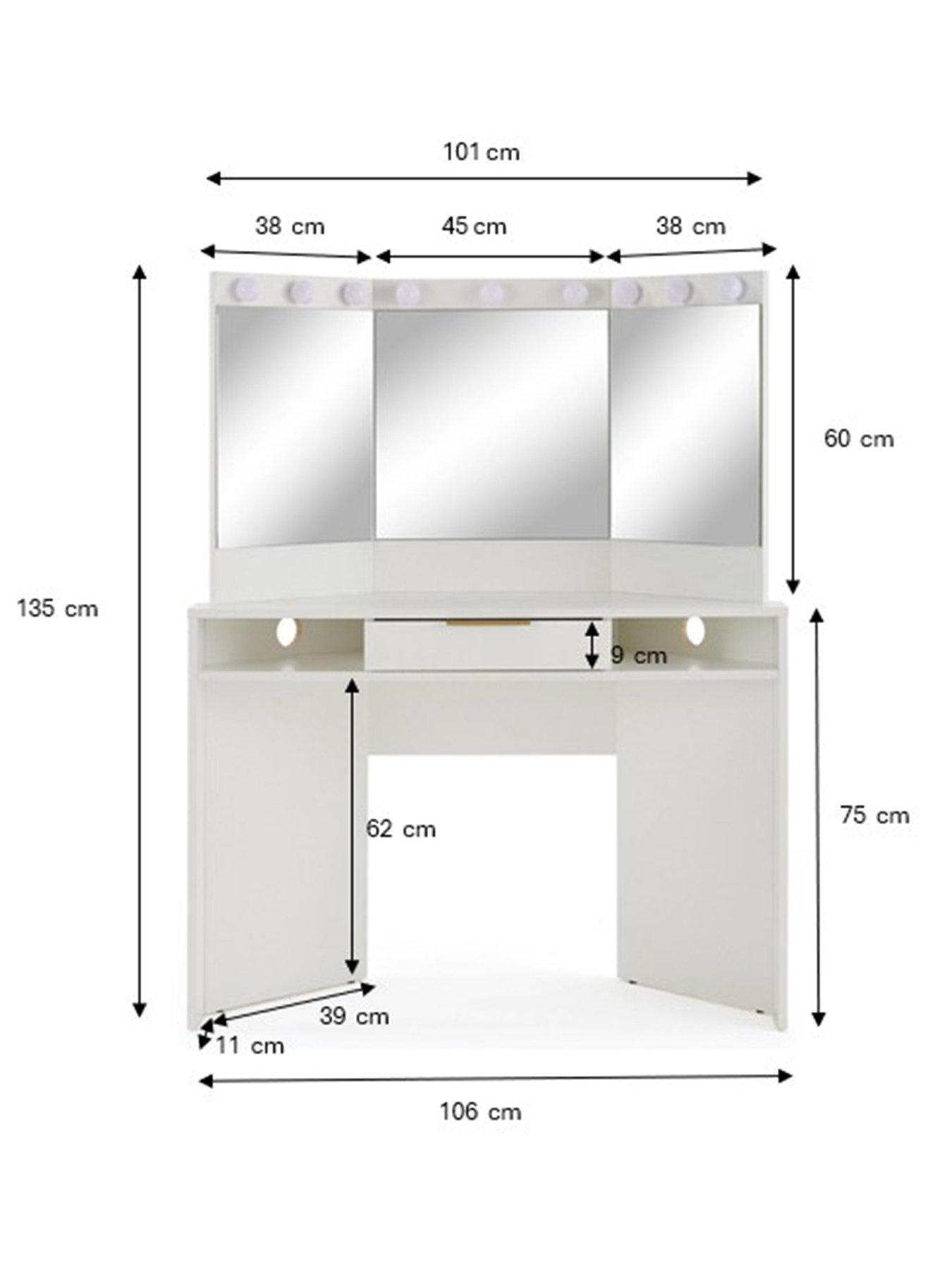 Image 6 of 7 of The Very Collection Jessie Matt Corner Dressing Table with Mirror - White - FSC&reg; Certified