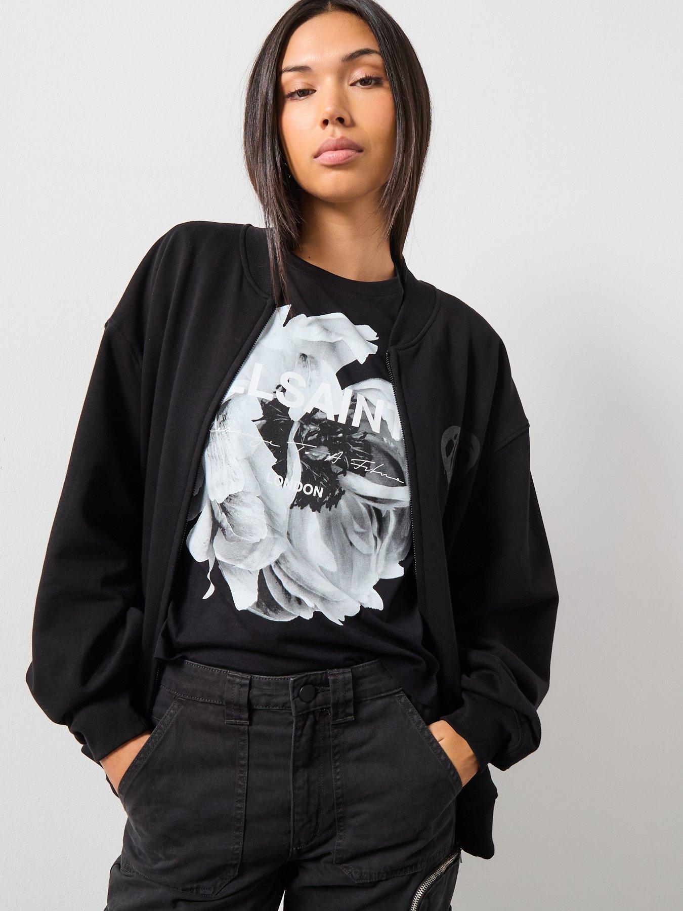Image 1 of 6 of AllSaints Poster Belle Bomber - Black
