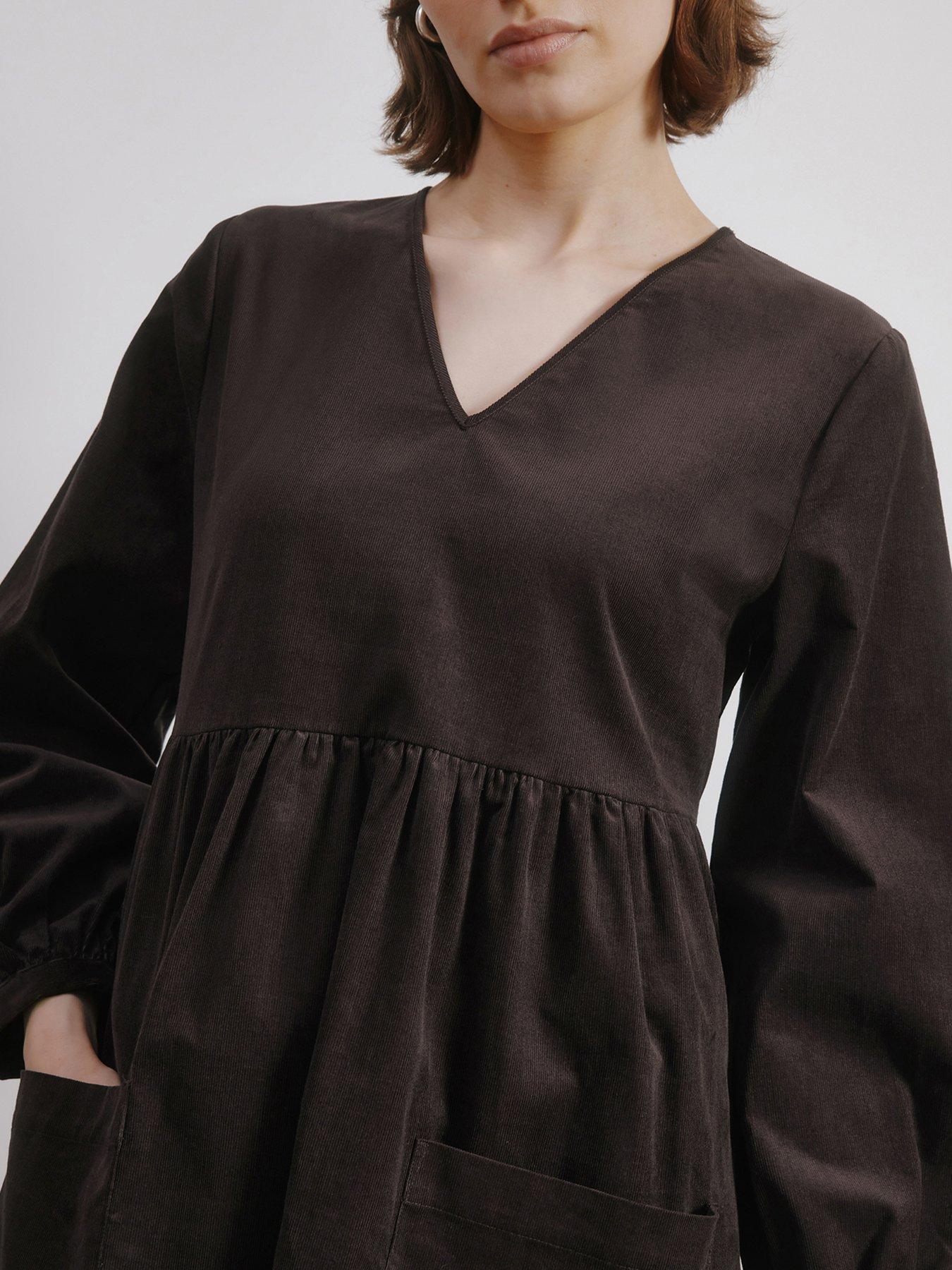 albaray-short-cord-pocket-dress-browndetail