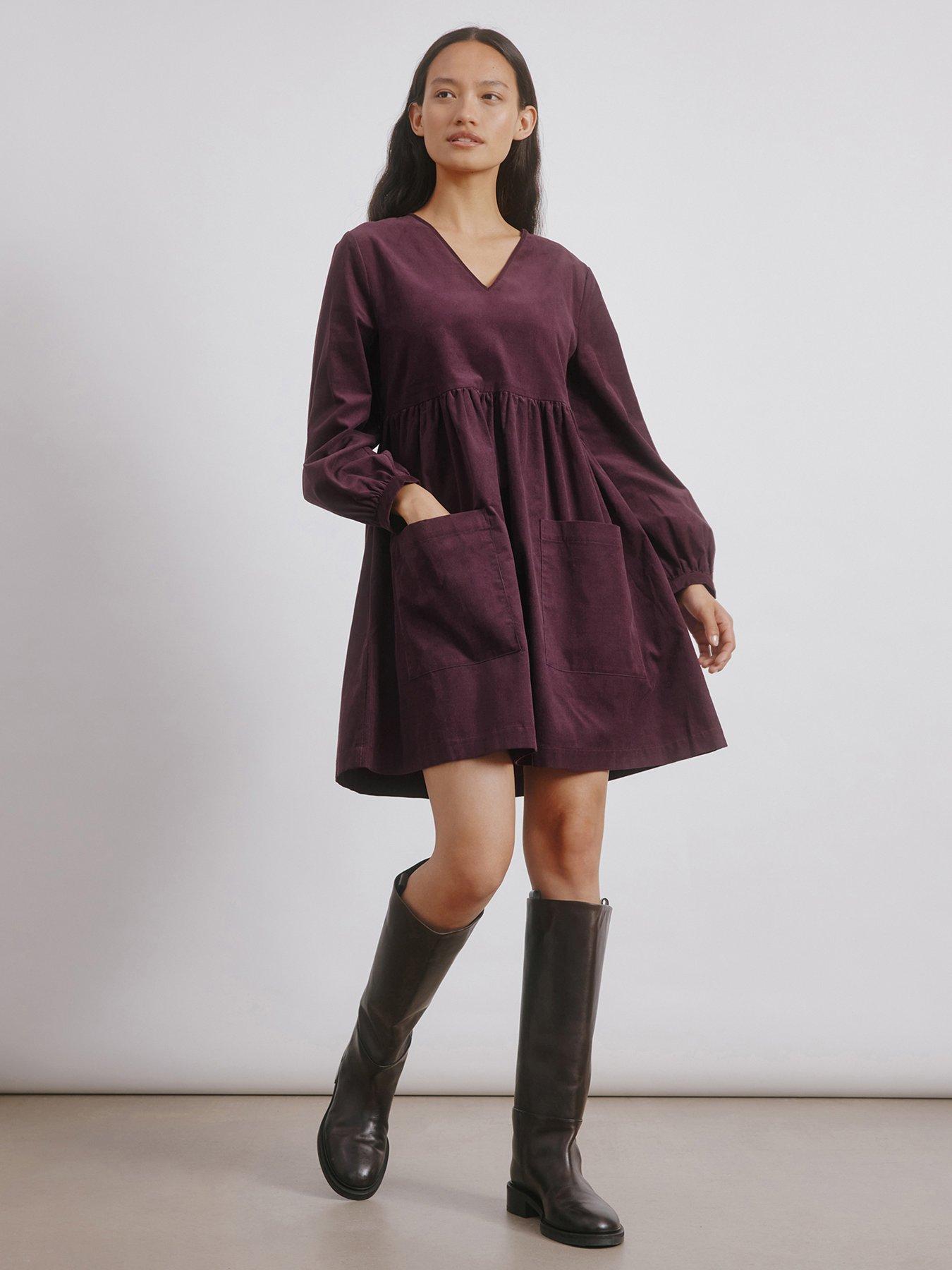 Albaray Short Cord Pocket Dress - Red