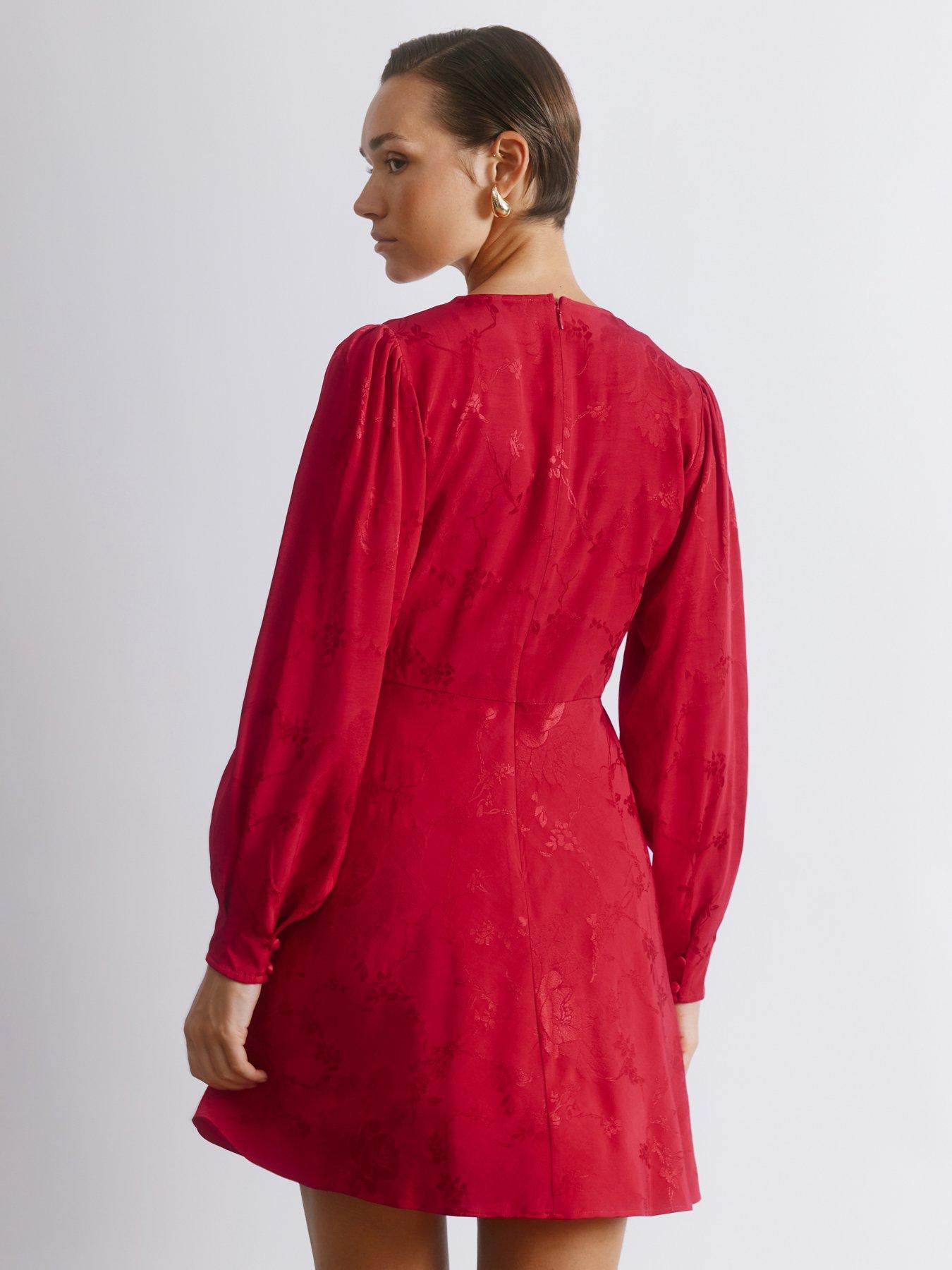 albaray-jacquard-satin-short-dress-redstillFront