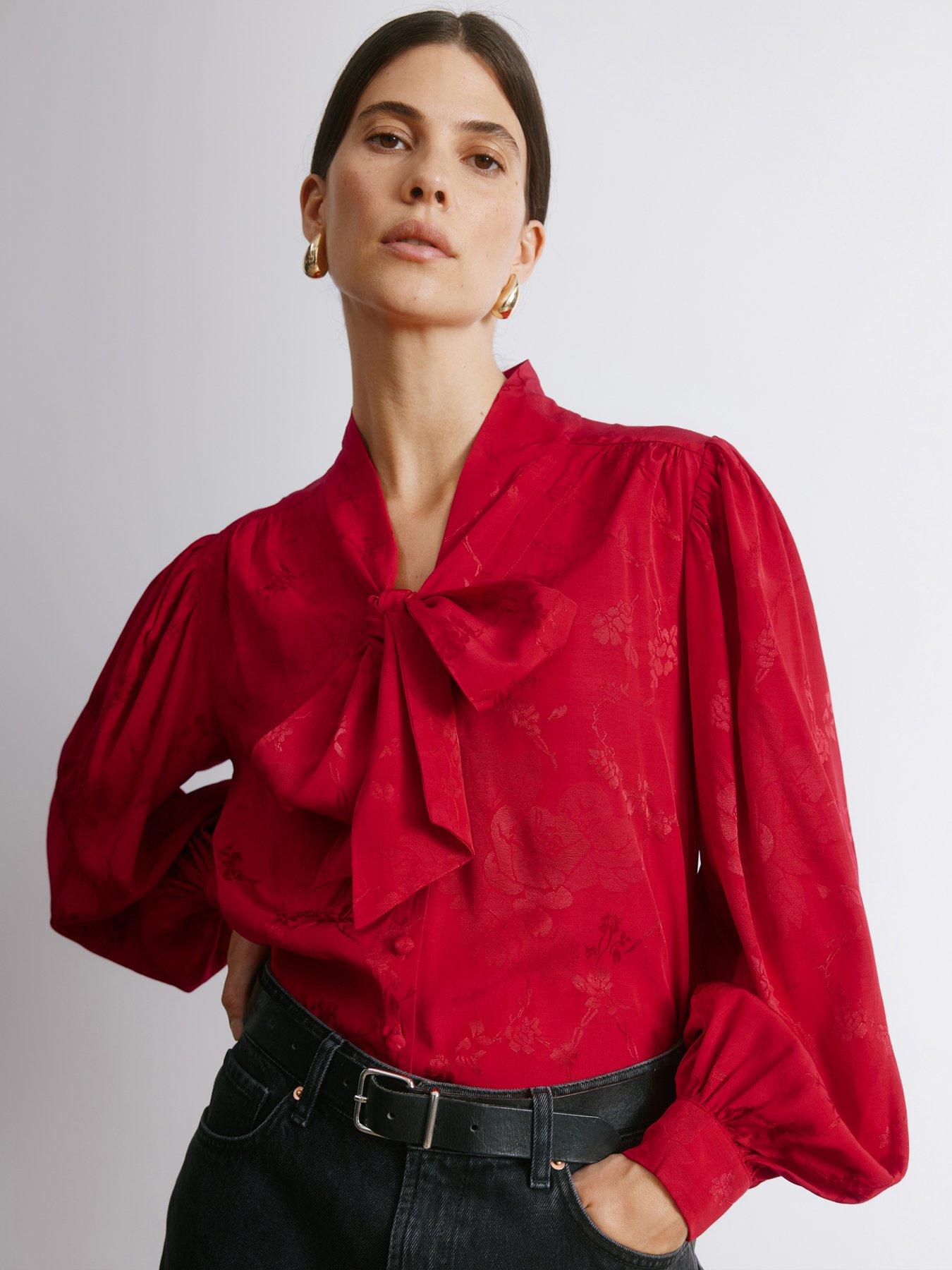 albaray-jacquard-satin-top-red