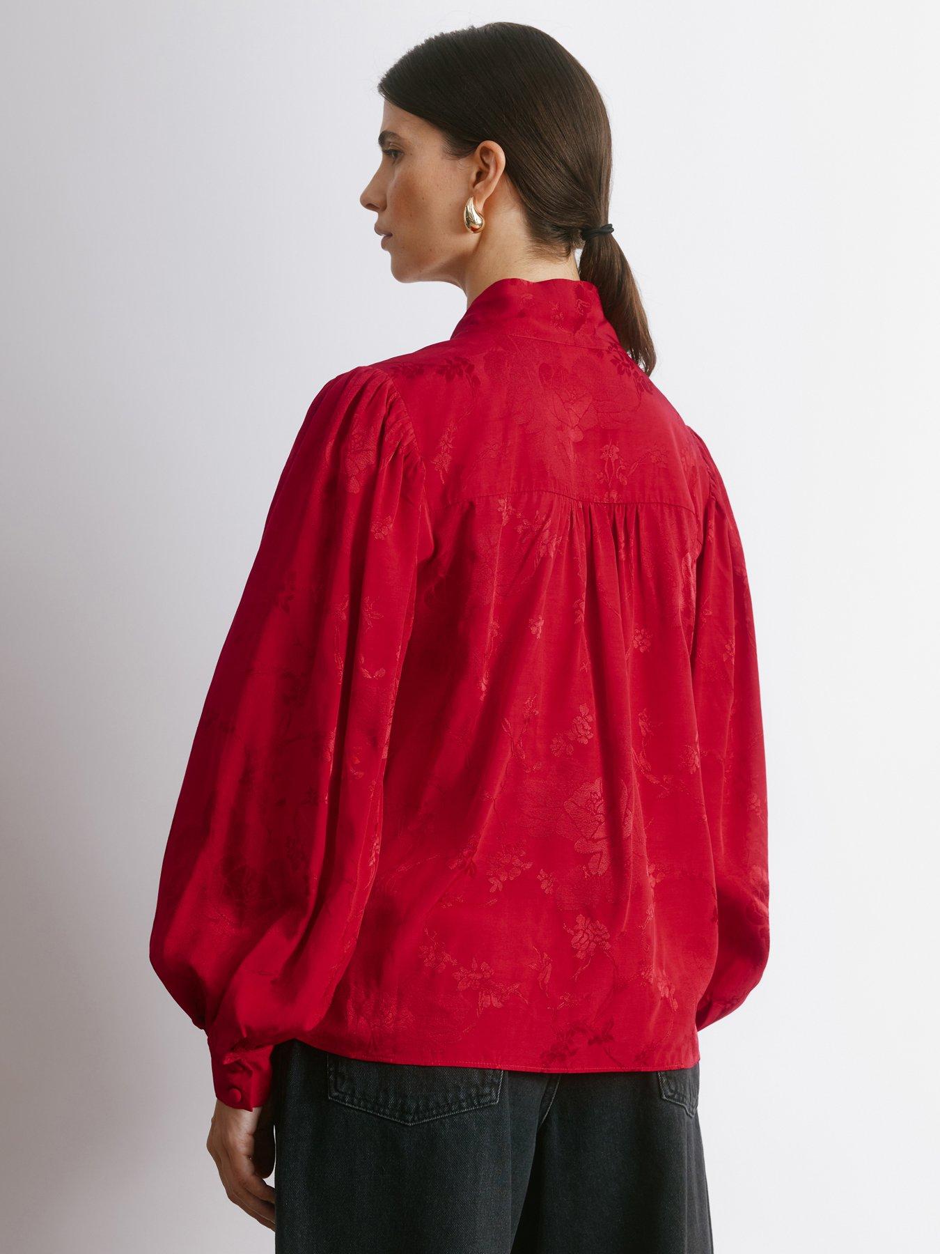 albaray-jacquard-satin-top-redstillFront