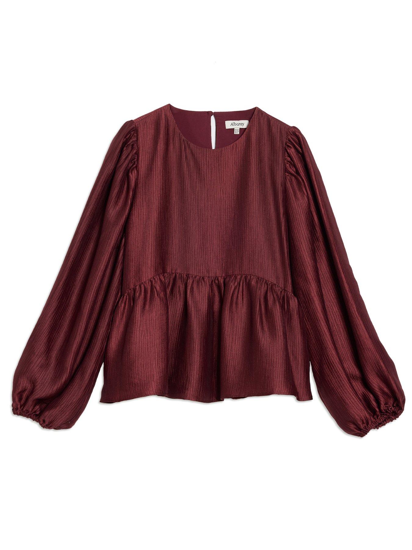 Image 5 of 5 of Albaray Crinkle Satin Top - Red