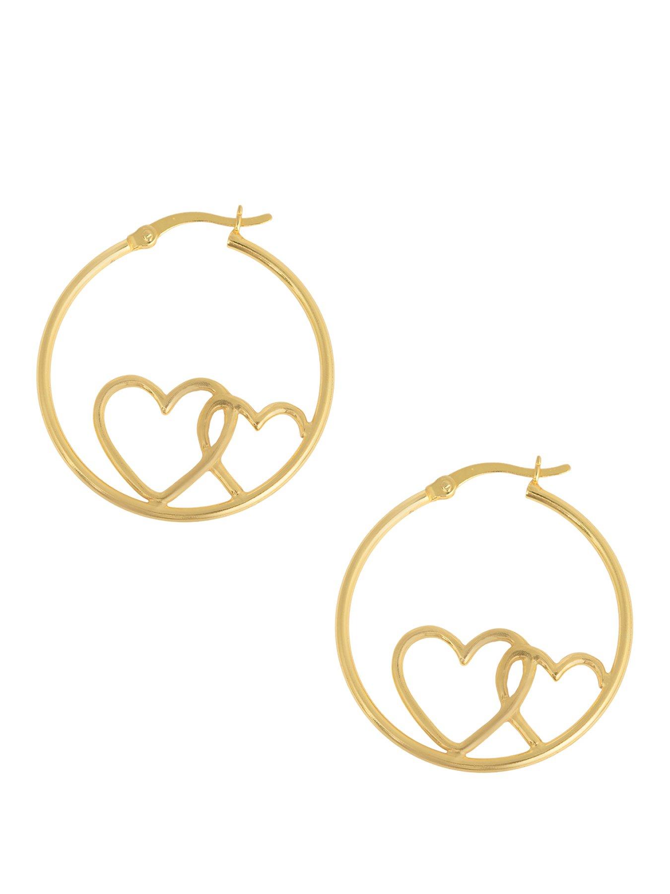 the-love-collection-gold-plated-sterling-silver-heart-outline-creole-hoops