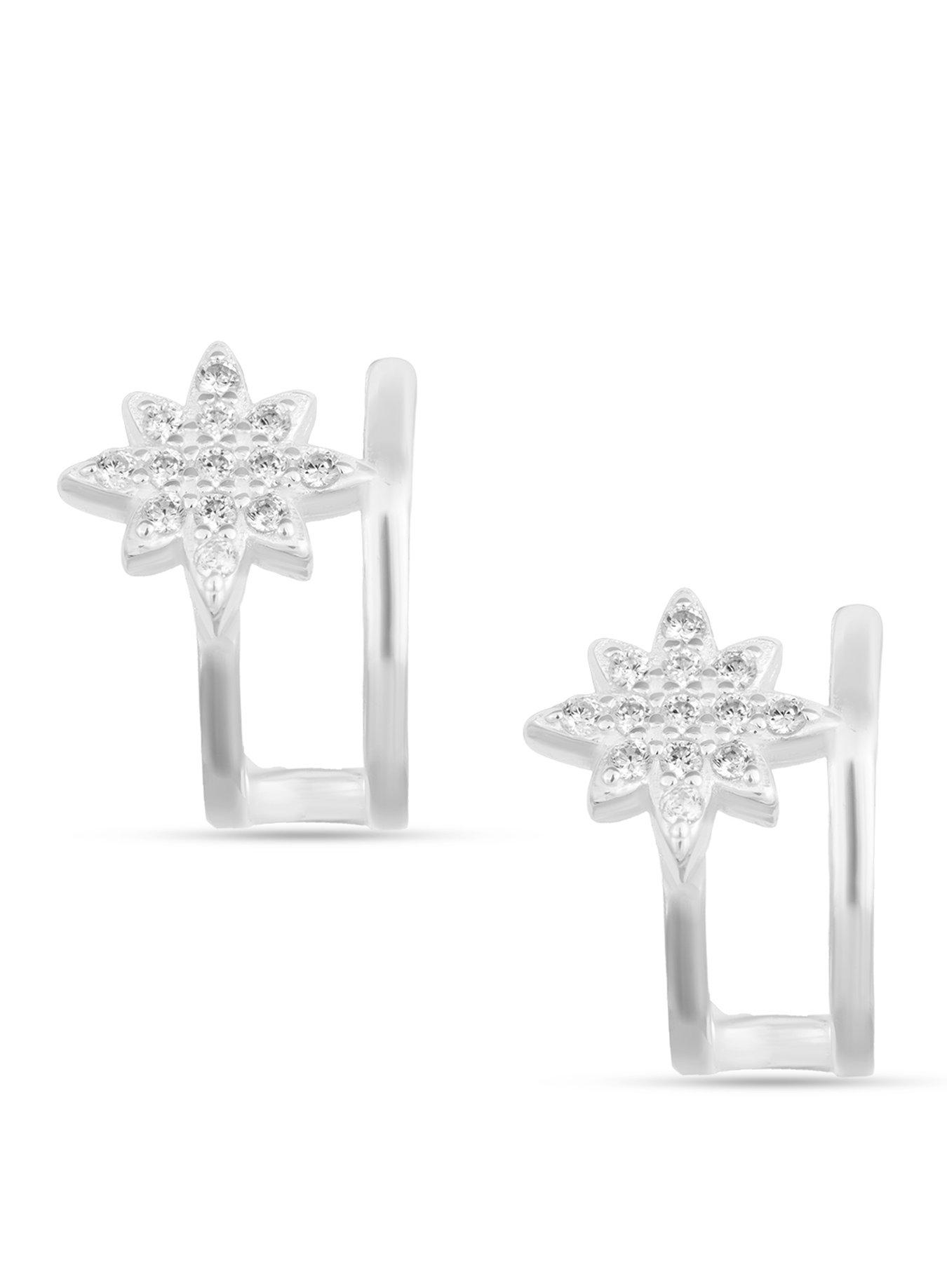 The Love Collection Sterling Silver North Star Half Hoops