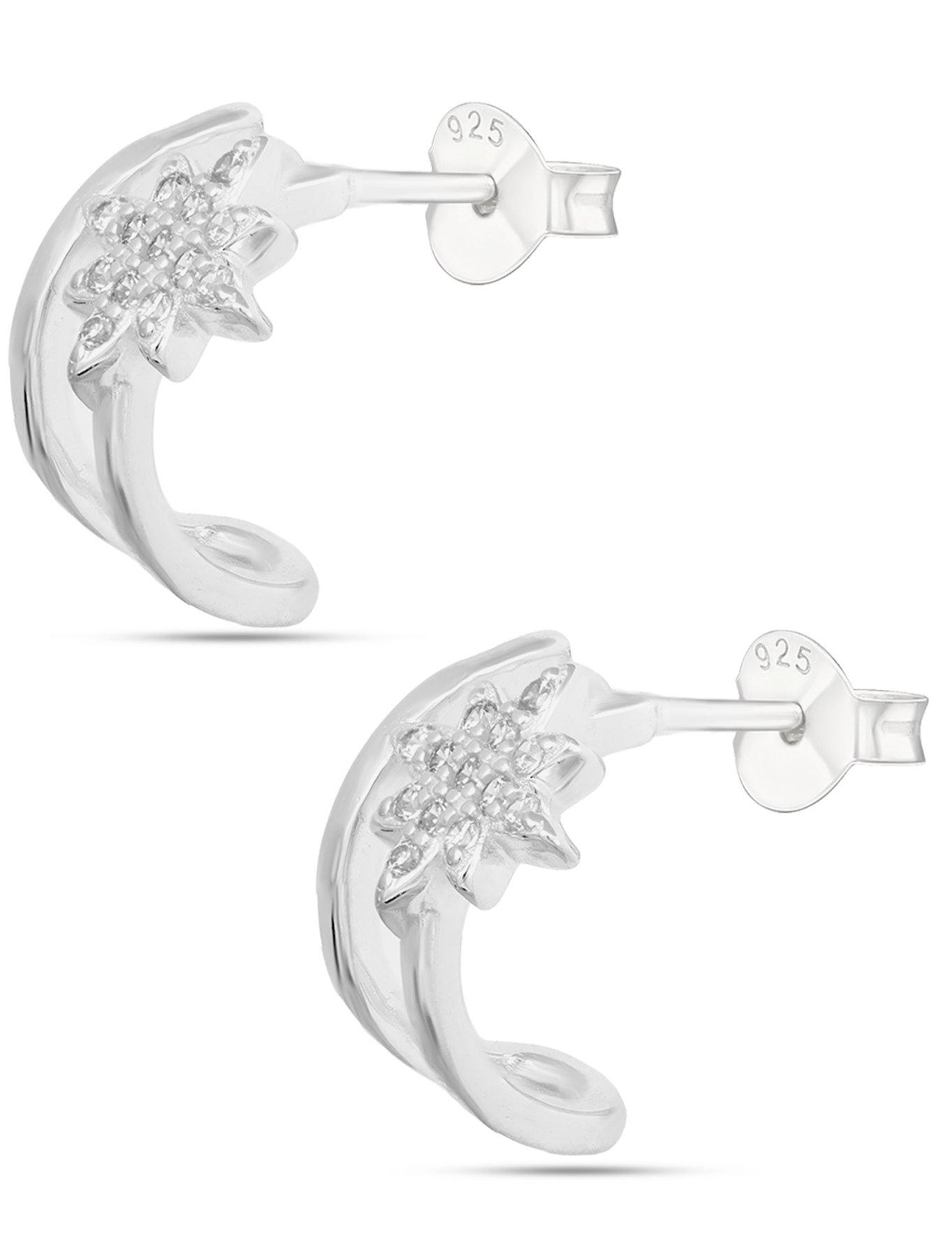 Image 3 of 4 of The Love Collection Sterling Silver North Star Half Hoops