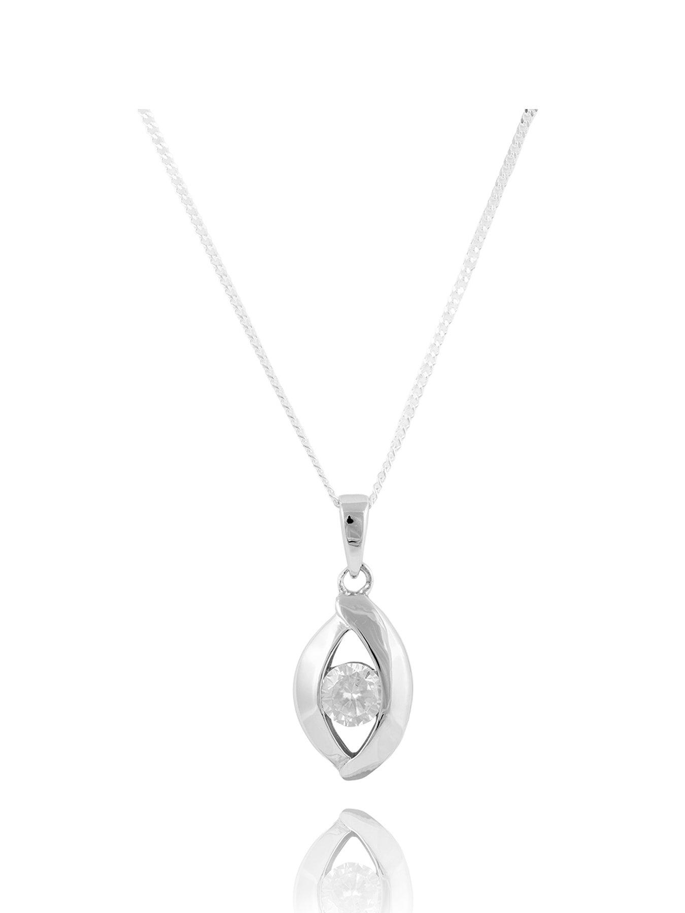 The Love Collection Sterling Silver CZ Evil Eye Pendant