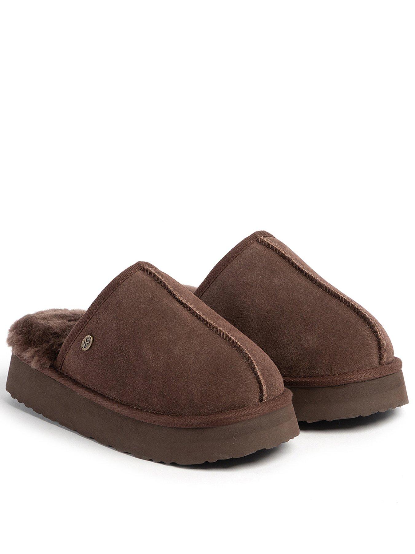 Just Sheepskin Just Sheepskin Ladies Mabel Sheepskin Platform Mule Slipper - Chocolate
