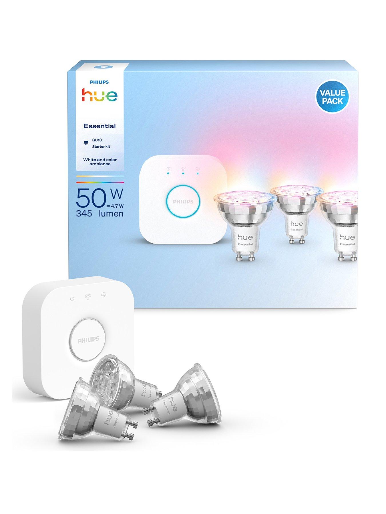 philips-hue-philips-hue-essentials-colour-gu10-3-pack-and-bridge