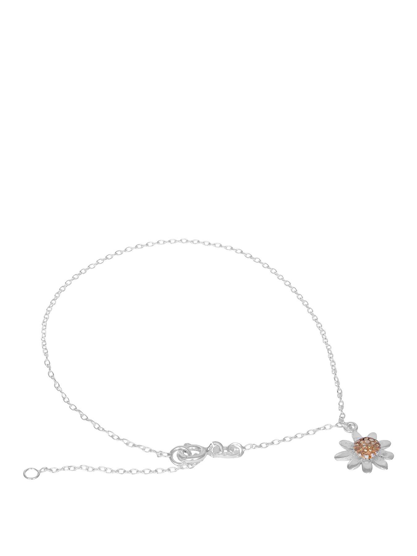 the-love-collection-extendable-sterling-silver-bracelet-with-sunflower-charm
