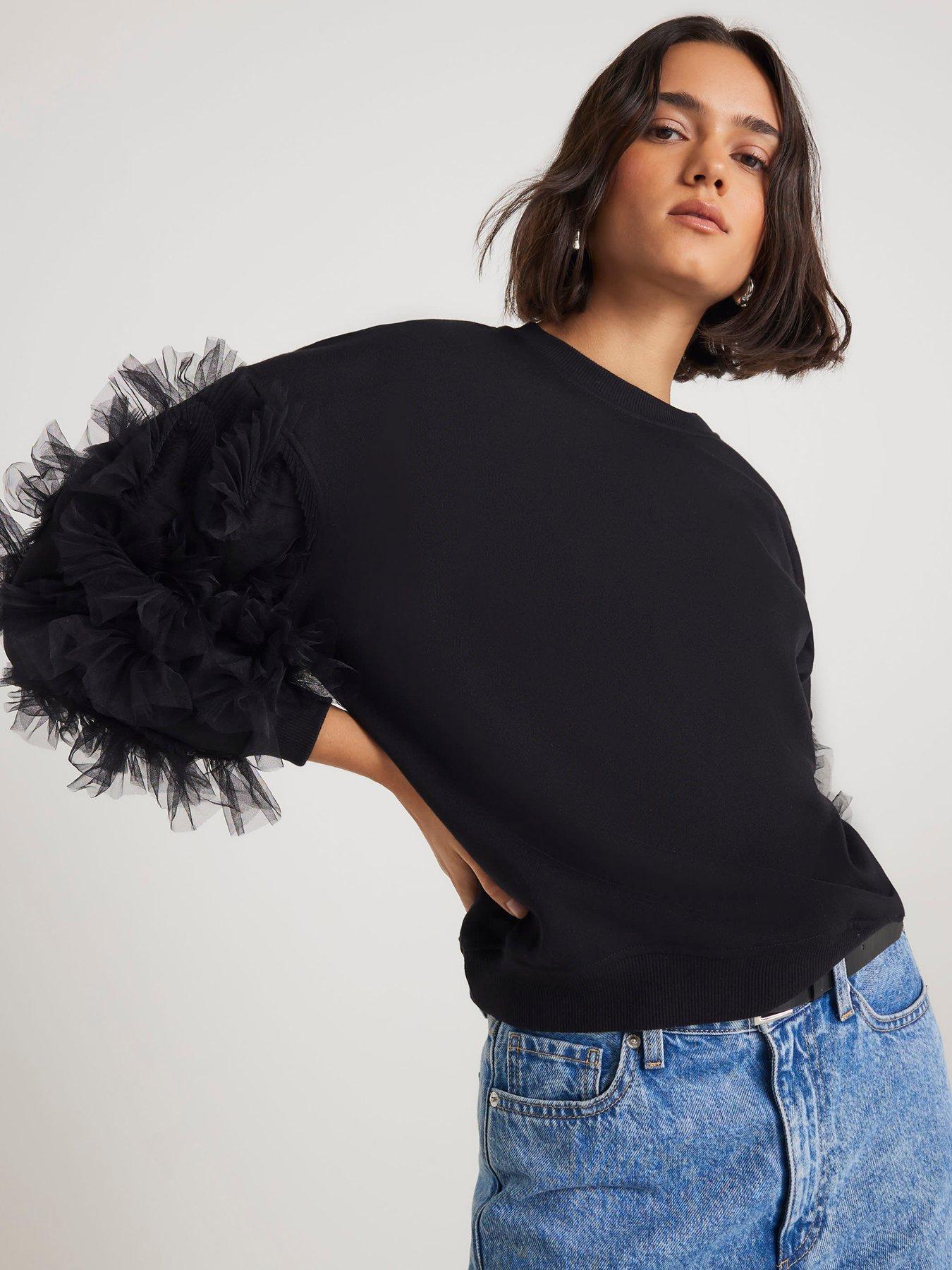 river-island-long-sleeve-ruffle-sleeve-sweatshirt-black