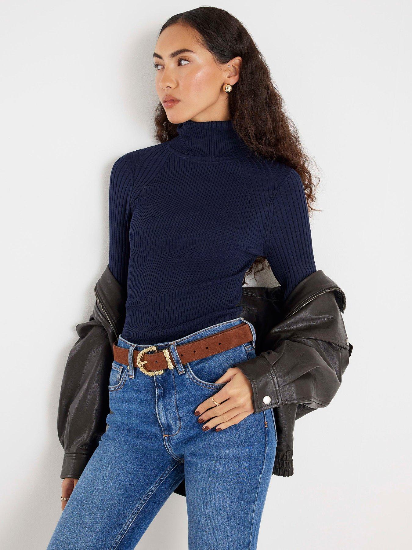 river-island-mix-rib-roll-neck-top-navy