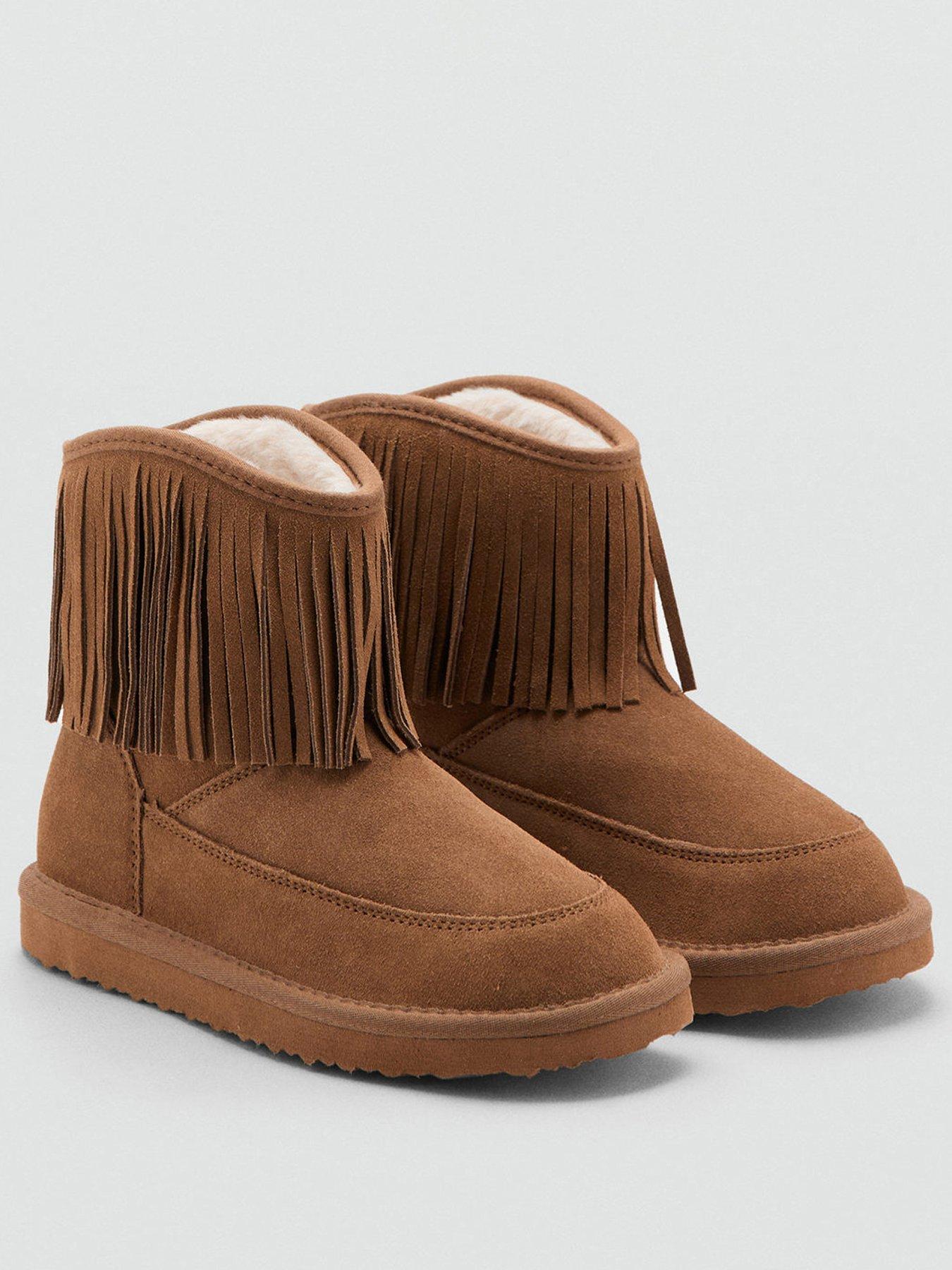 mango-girls-fringe-suede-leather-boots-brownstillFront