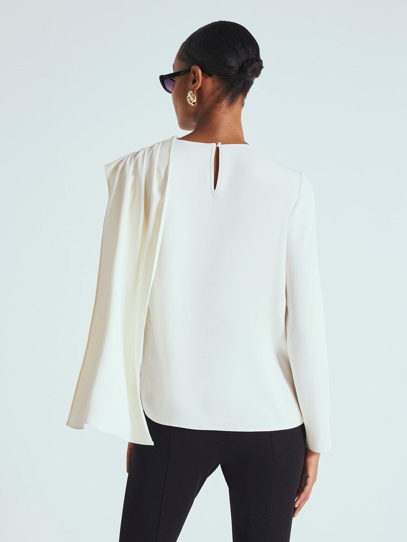 Image 2 of 4 of River Island Cowl Neck Drape Blouse - White