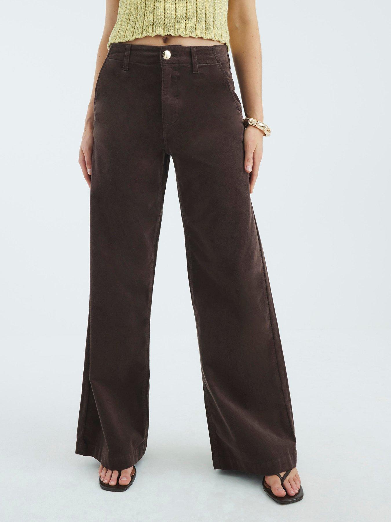 river-island-cord-palazzo-jeans--brown