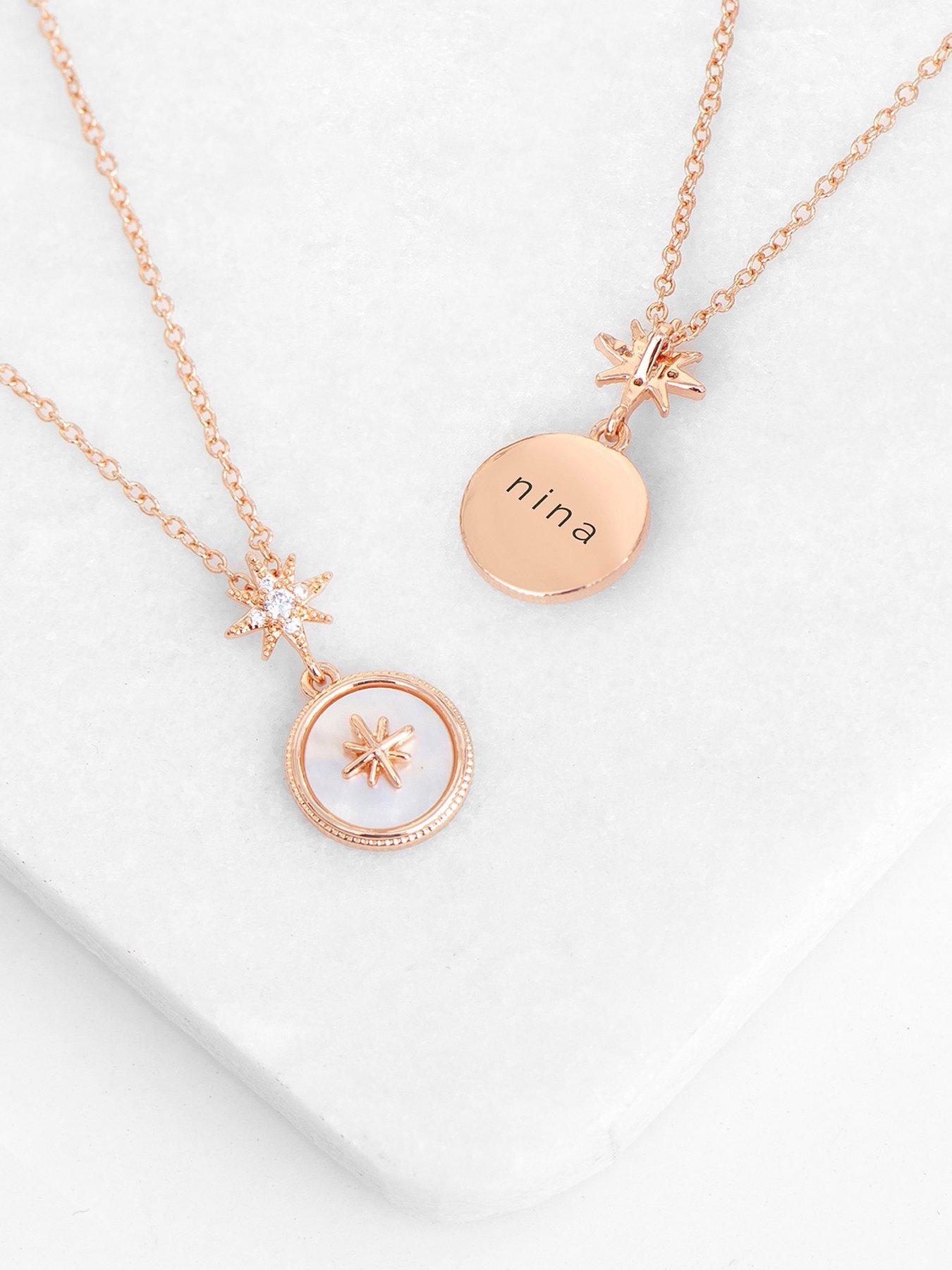 Image 1 of 5 of Treat Republic Personalised North Star Necklace In Rose Gold - Multi