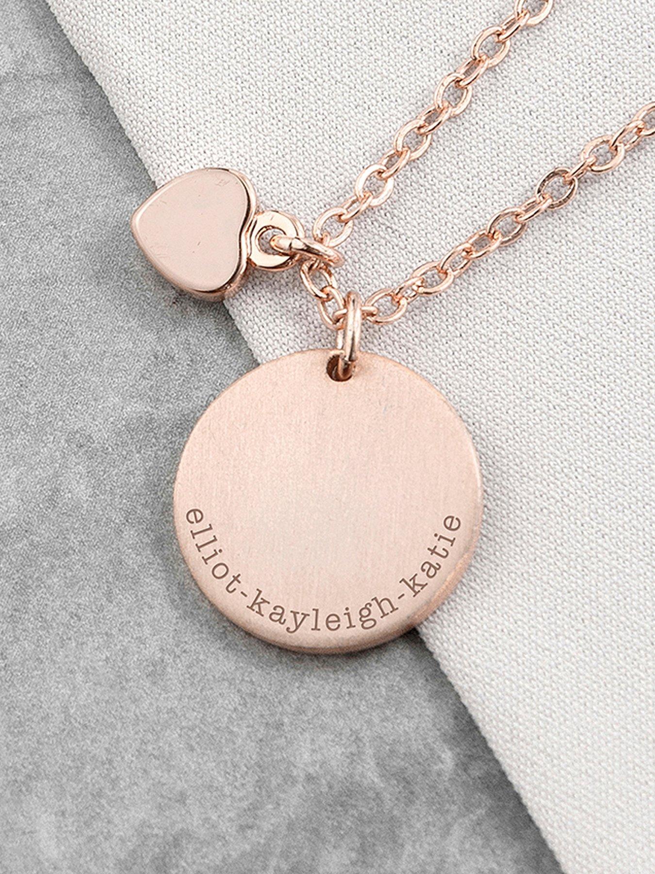 Treat Republic Personalised Heart and Disc Family Necklace in Rose Gold