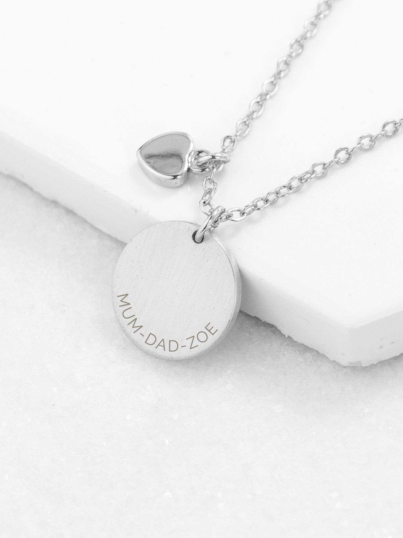 Image 2 of 3 of Treat Republic Personalised Heart and Disc Family Necklace in Silver
