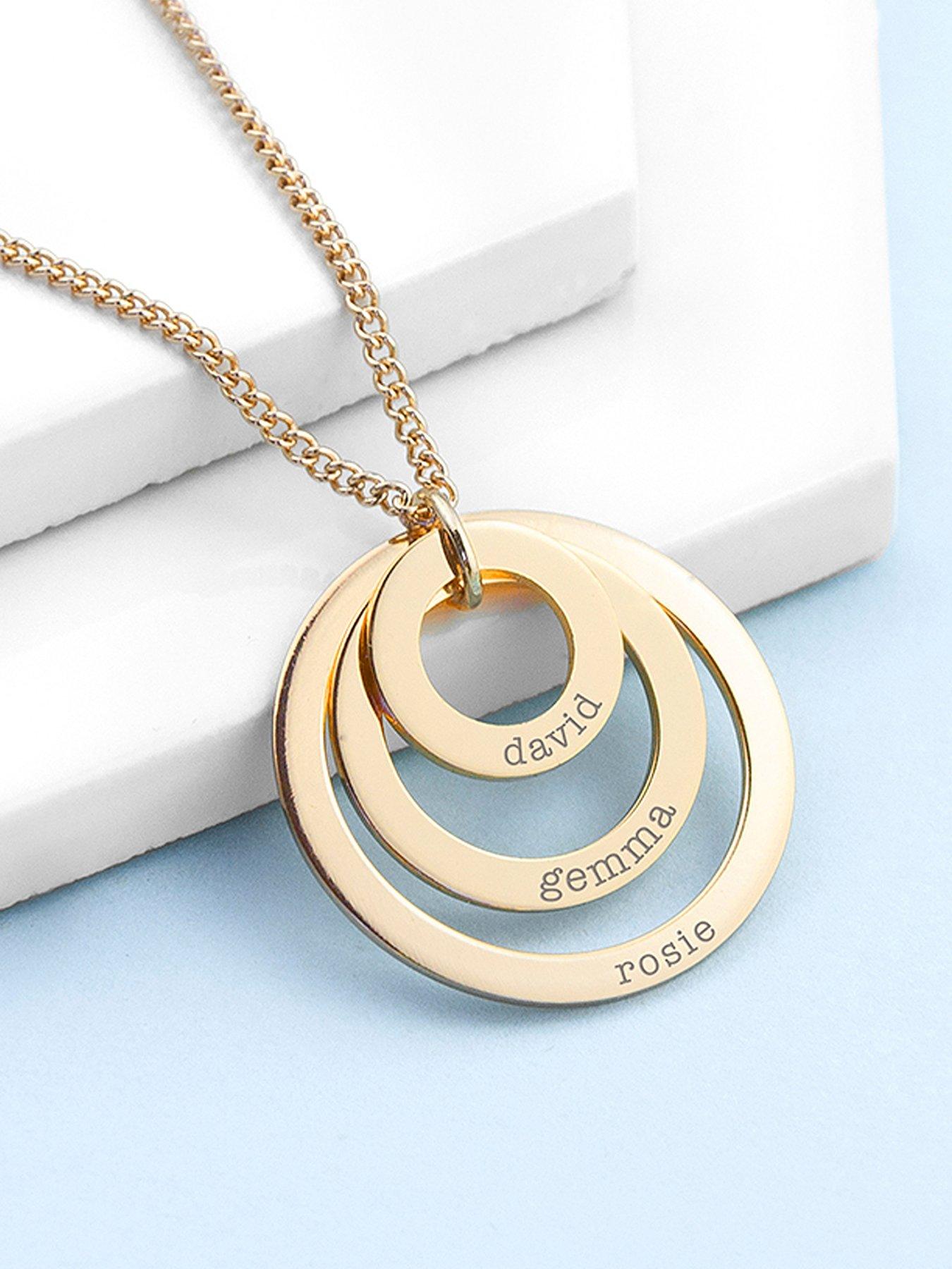 Image 1 of 4 of Treat Republic Personalised Rings of Love Necklace in Gold