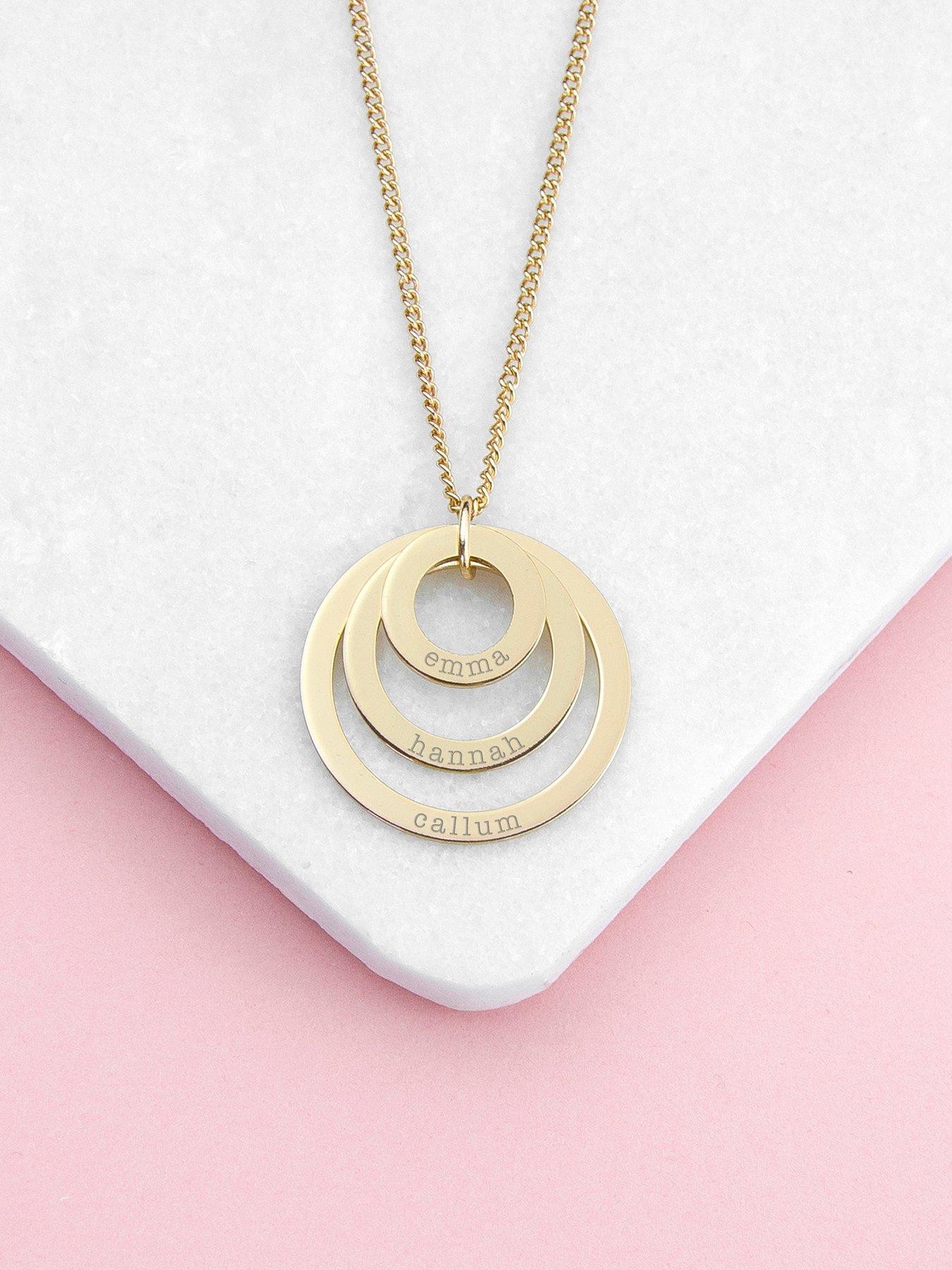 Image 2 of 4 of Treat Republic Personalised Rings of Love Necklace in Gold