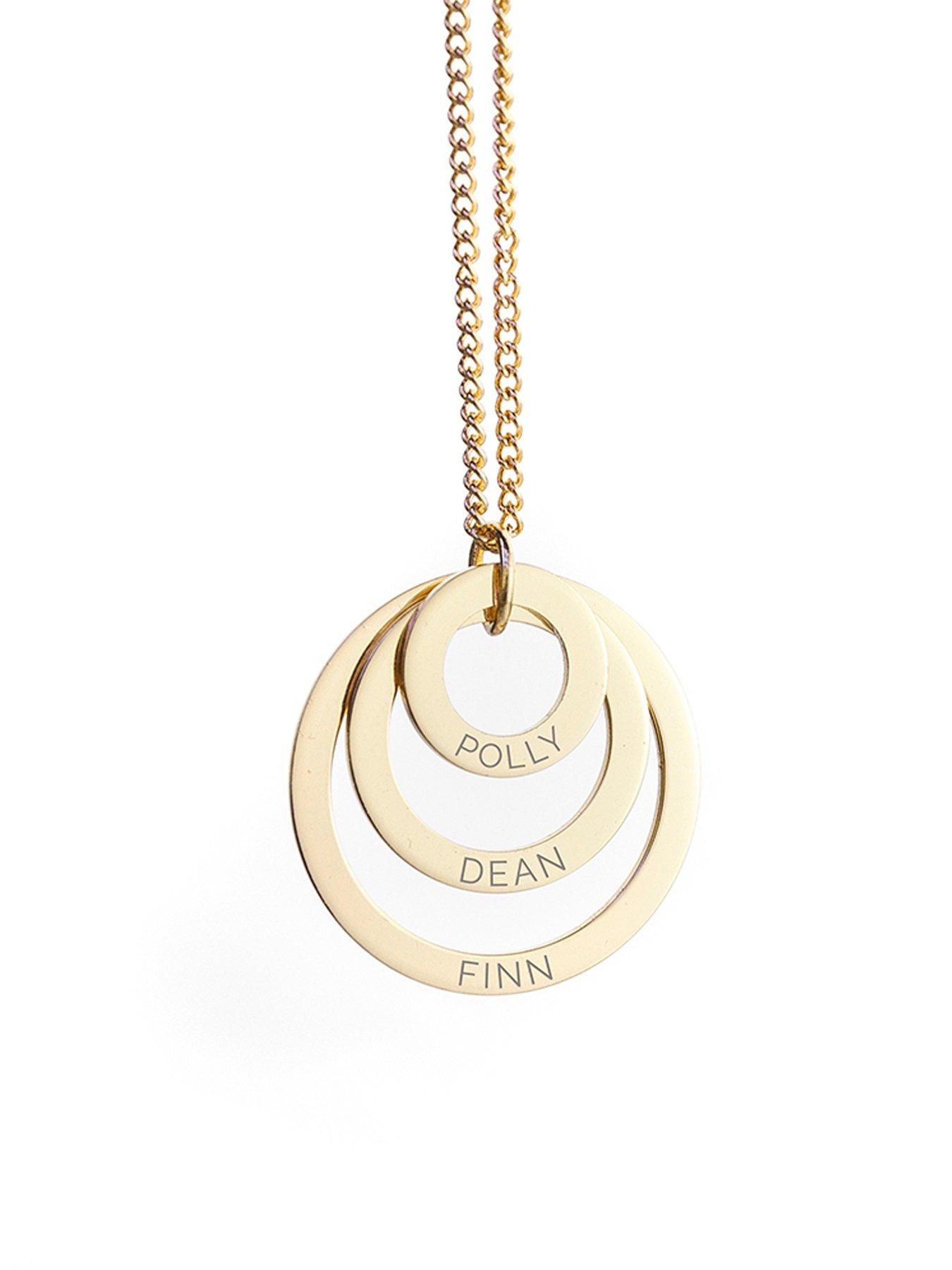 Image 4 of 4 of Treat Republic Personalised Rings of Love Necklace in Gold