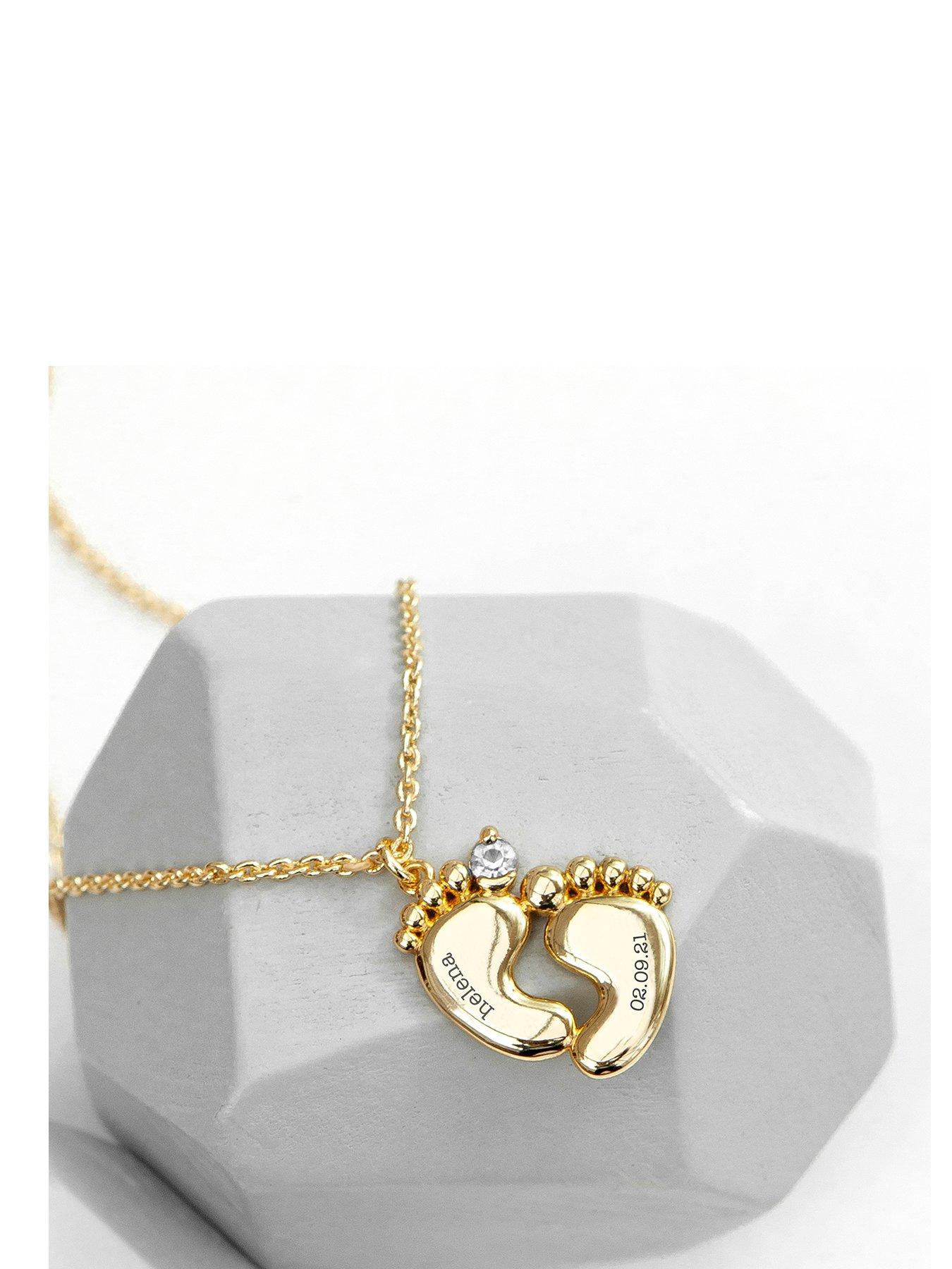 Image 1 of 5 of Treat Republic Personalised Baby Feet Necklace in Gold