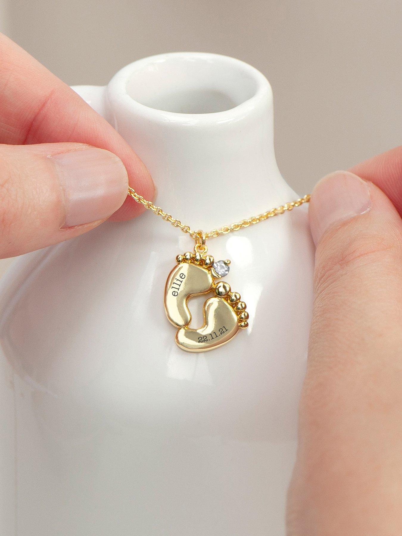 Image 2 of 5 of Treat Republic Personalised Baby Feet Necklace in Gold