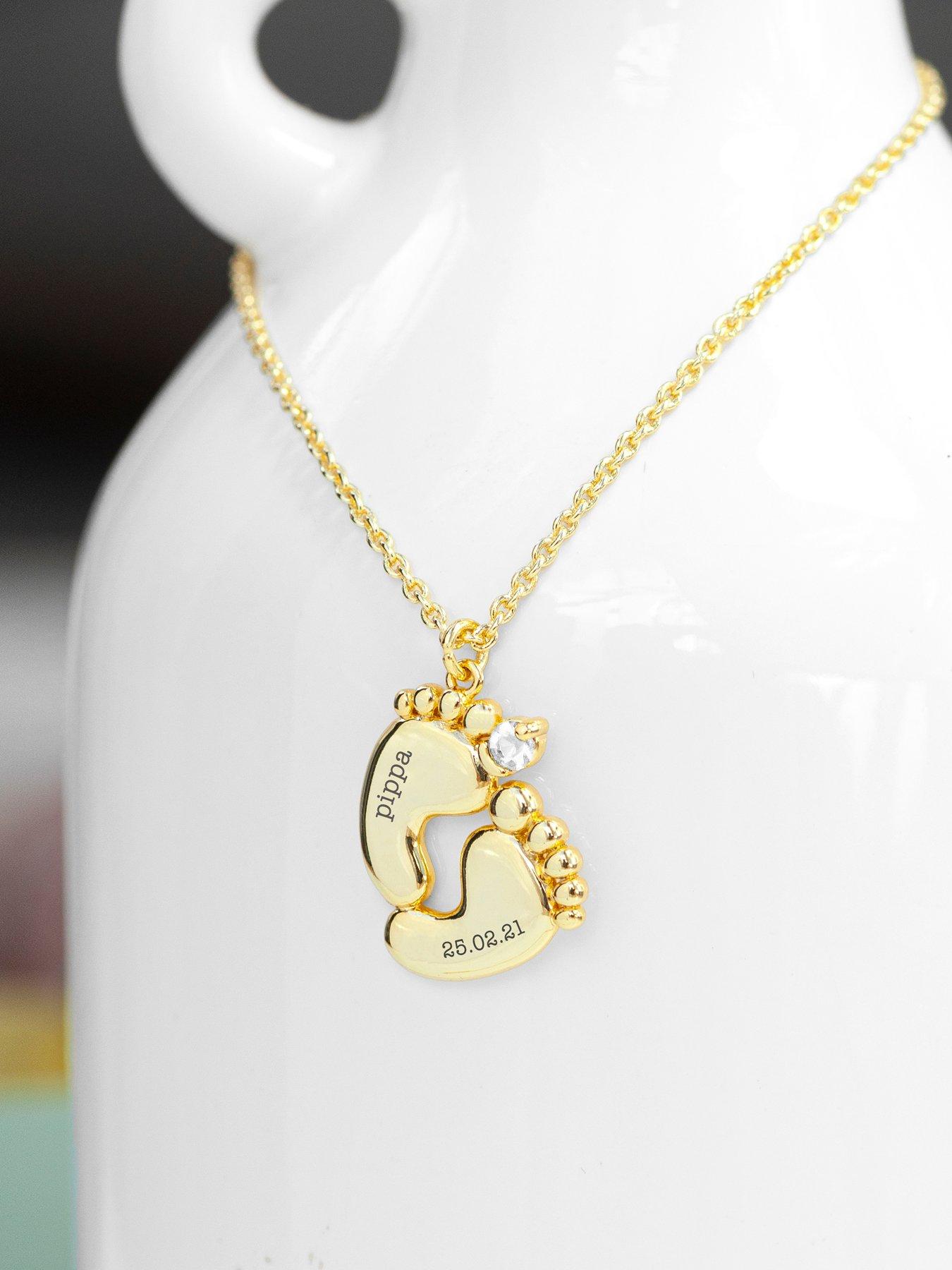 Image 3 of 5 of Treat Republic Personalised Baby Feet Necklace in Gold