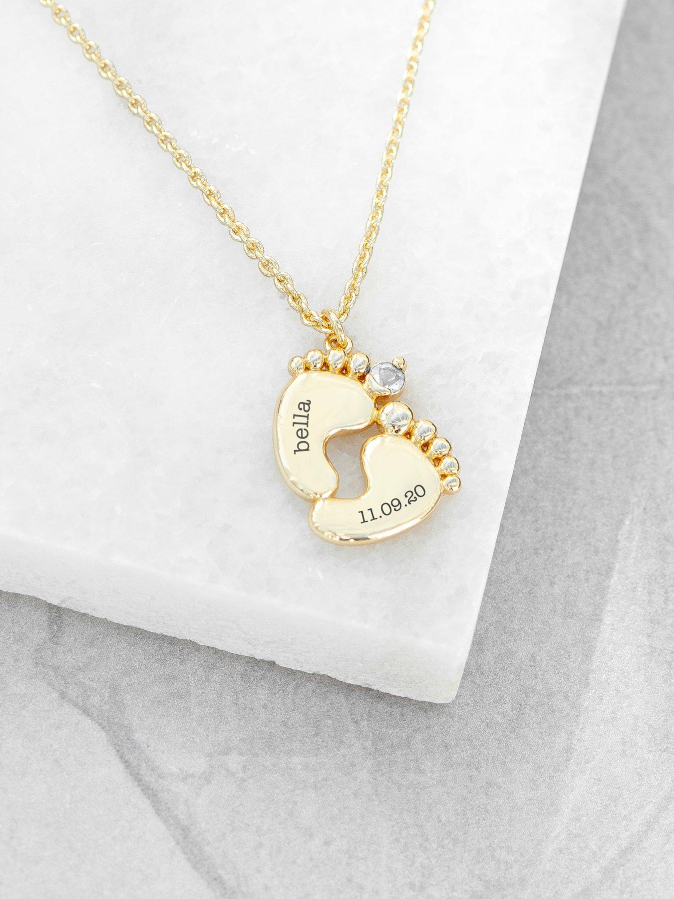 Image 4 of 5 of Treat Republic Personalised Baby Feet Necklace in Gold