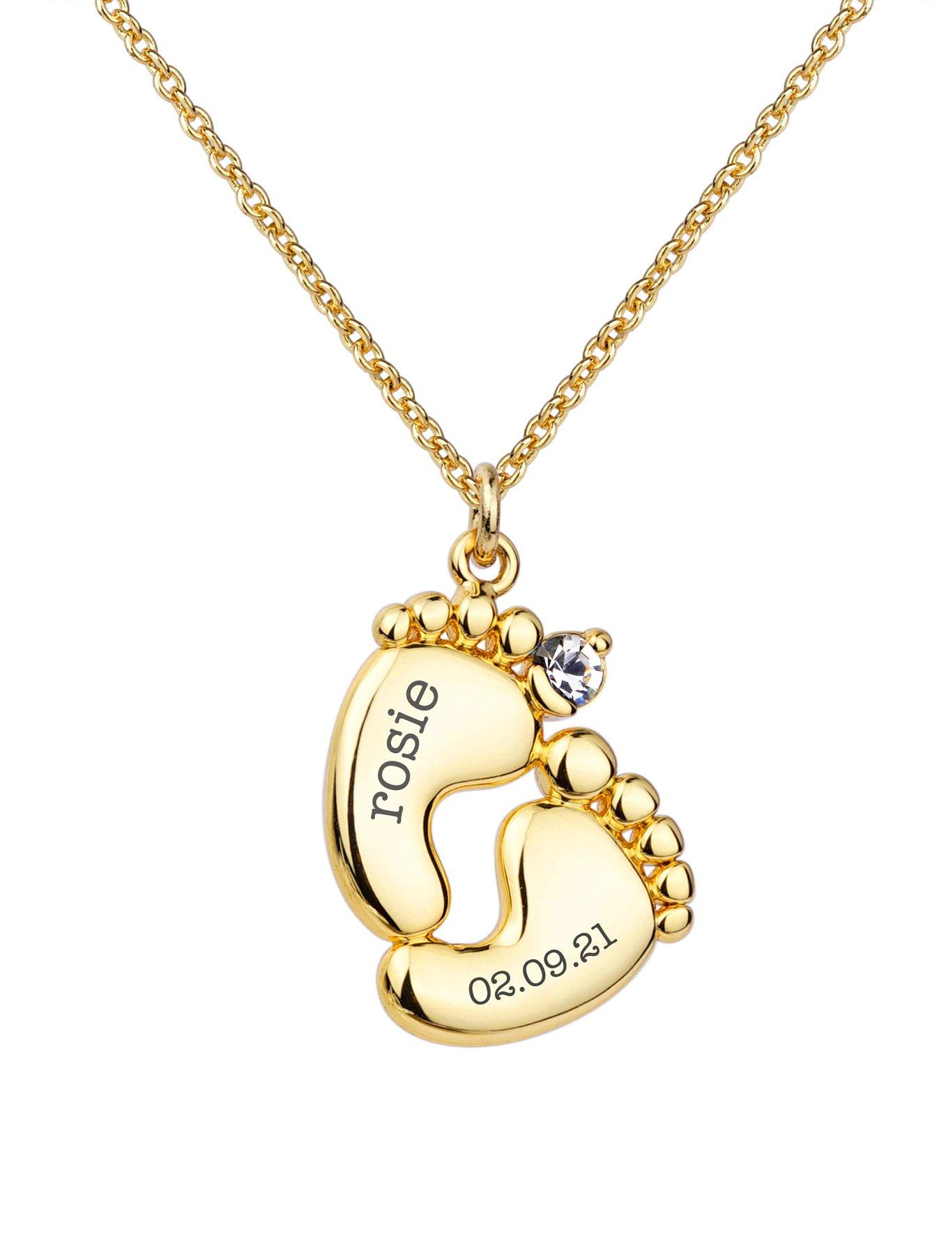 Image 5 of 5 of Treat Republic Personalised Baby Feet Necklace in Gold