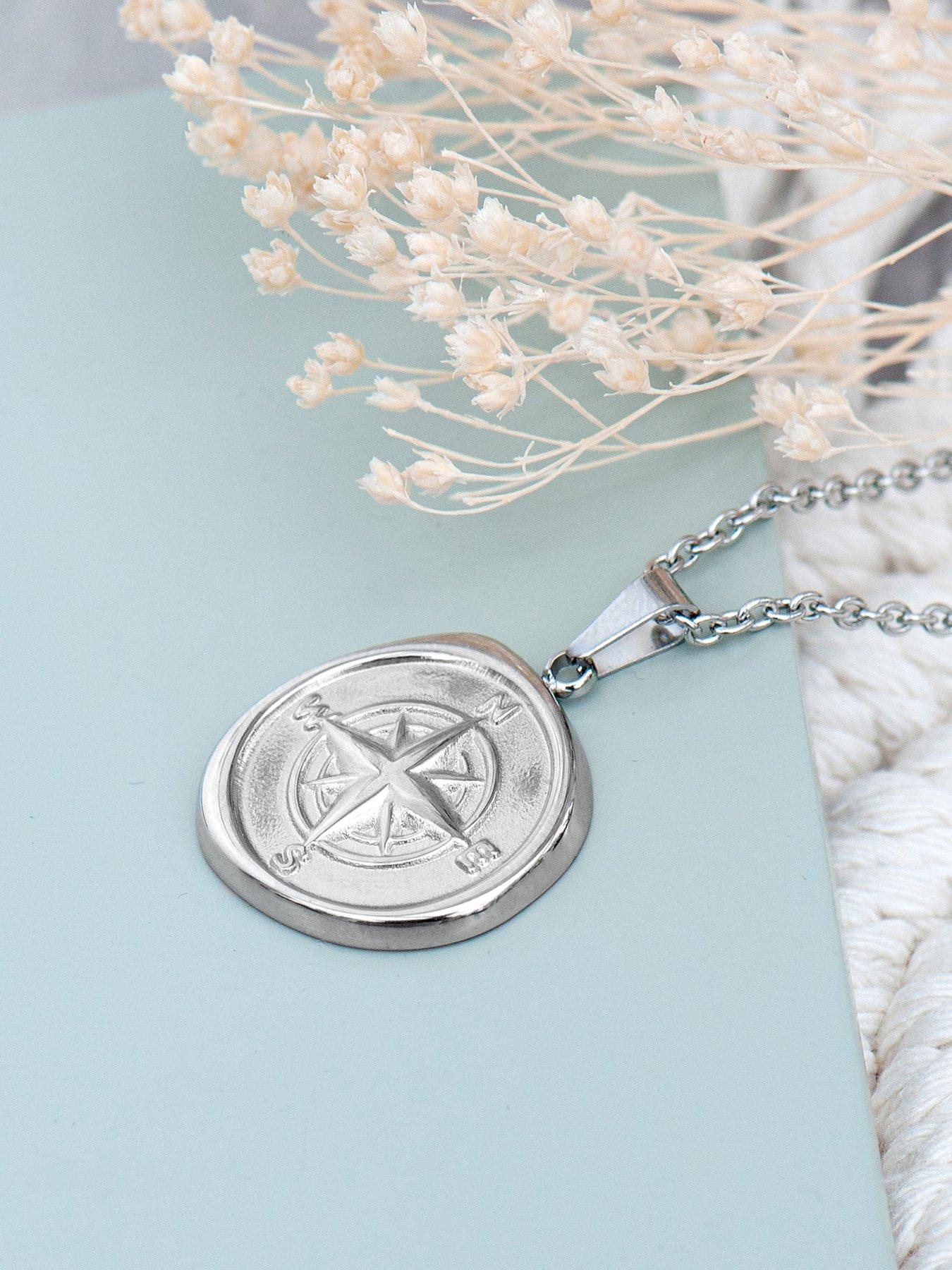 Image 4 of 5 of Treat Republic Personalised Compass Amulet Necklace in Silver