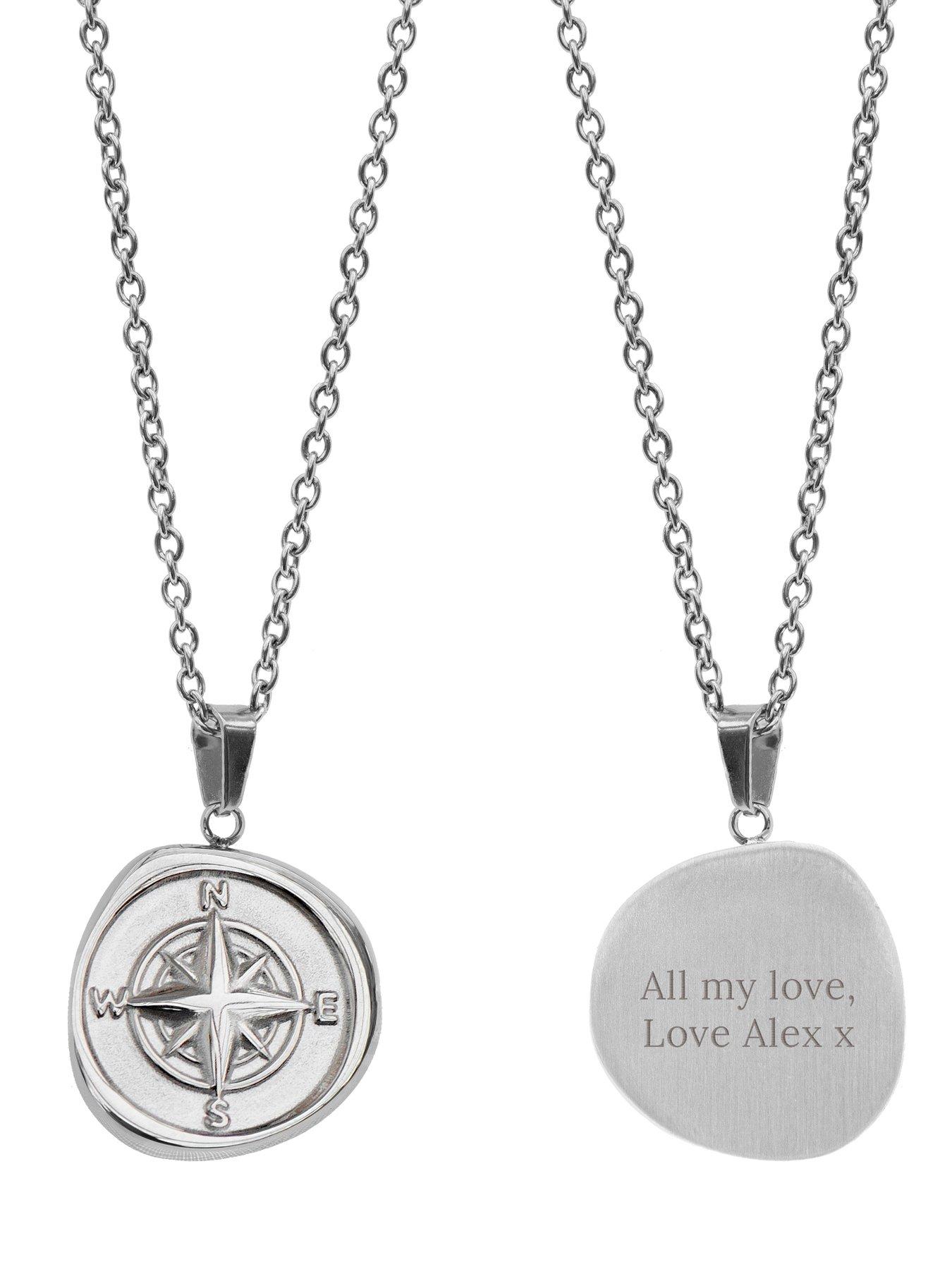 Image 5 of 5 of Treat Republic Personalised Compass Amulet Necklace in Silver