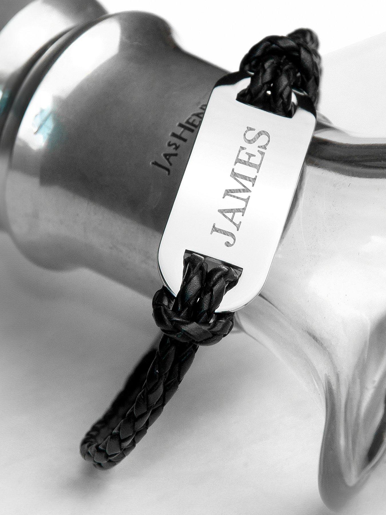 Treat Republic Personalised Men's Statement Leather Bracelet in Black